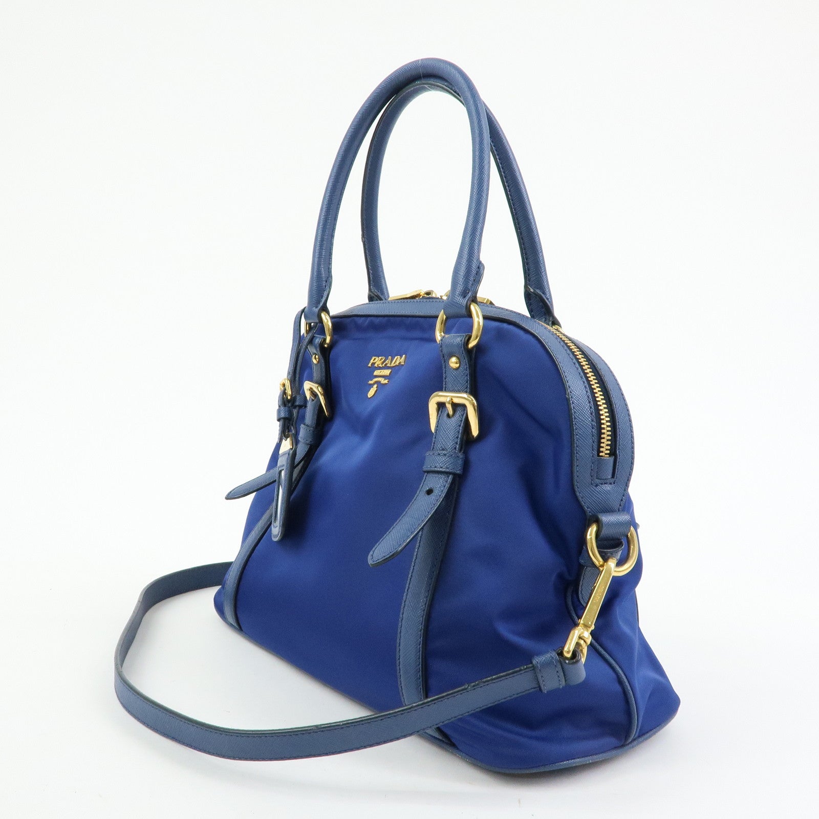 PRADA Tessuto Nylon Saffiano Leather 2Way Hand Shoulder Bag 1BB013