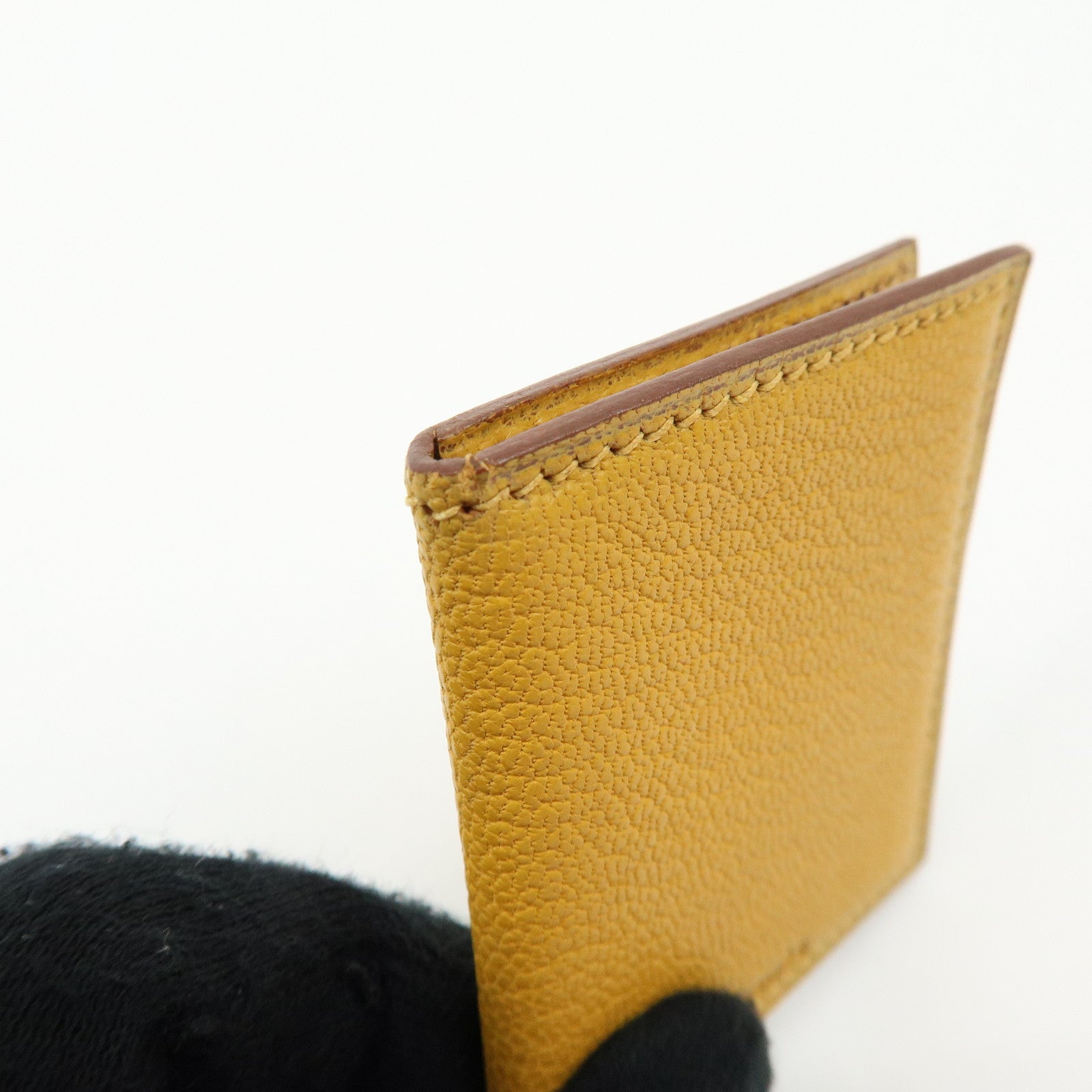 HERMES Leather Mini Photo Case Yellow □F Stamp 2002