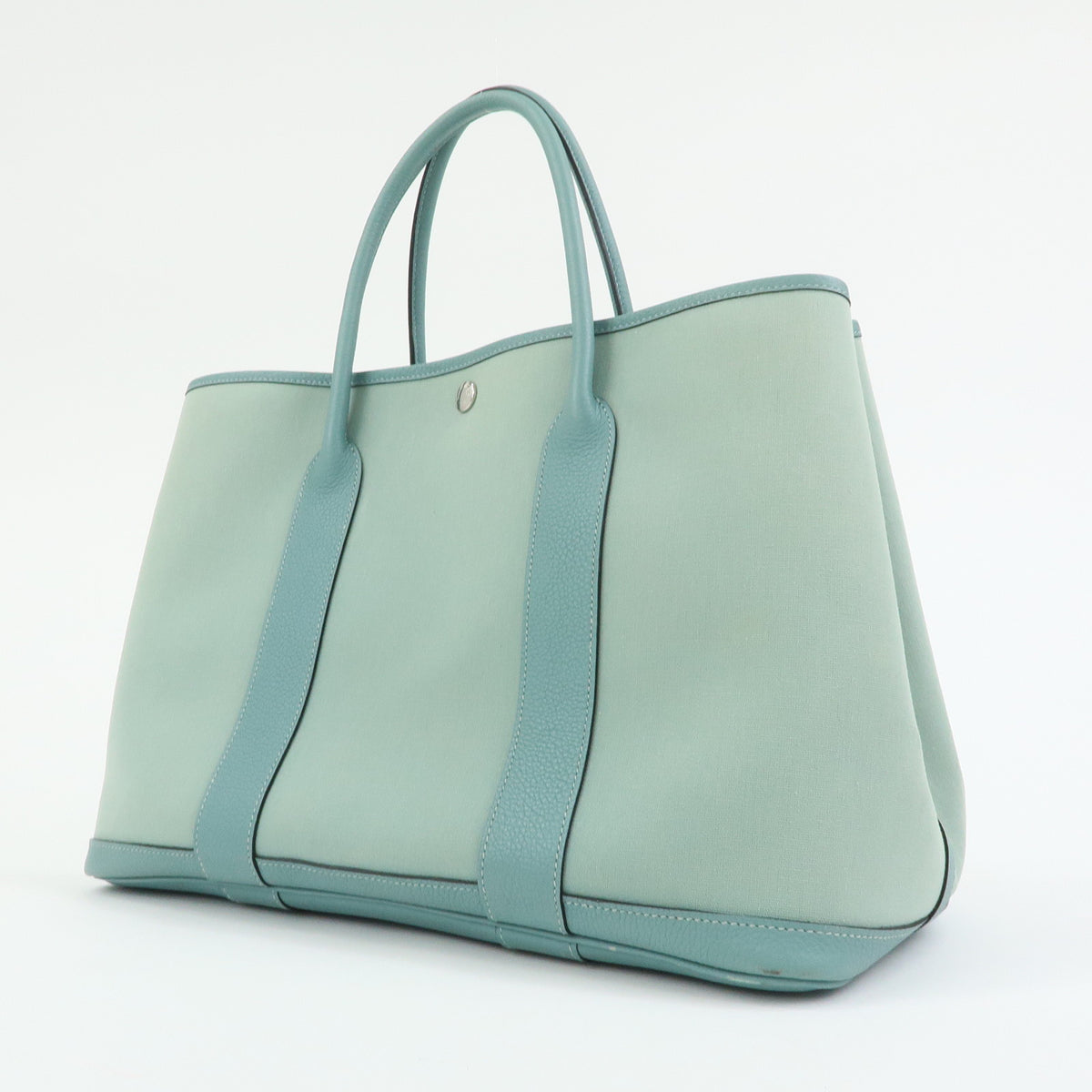 HERMES Garden Party PM Toile Officier N Stamped Tote Bag Sage Green