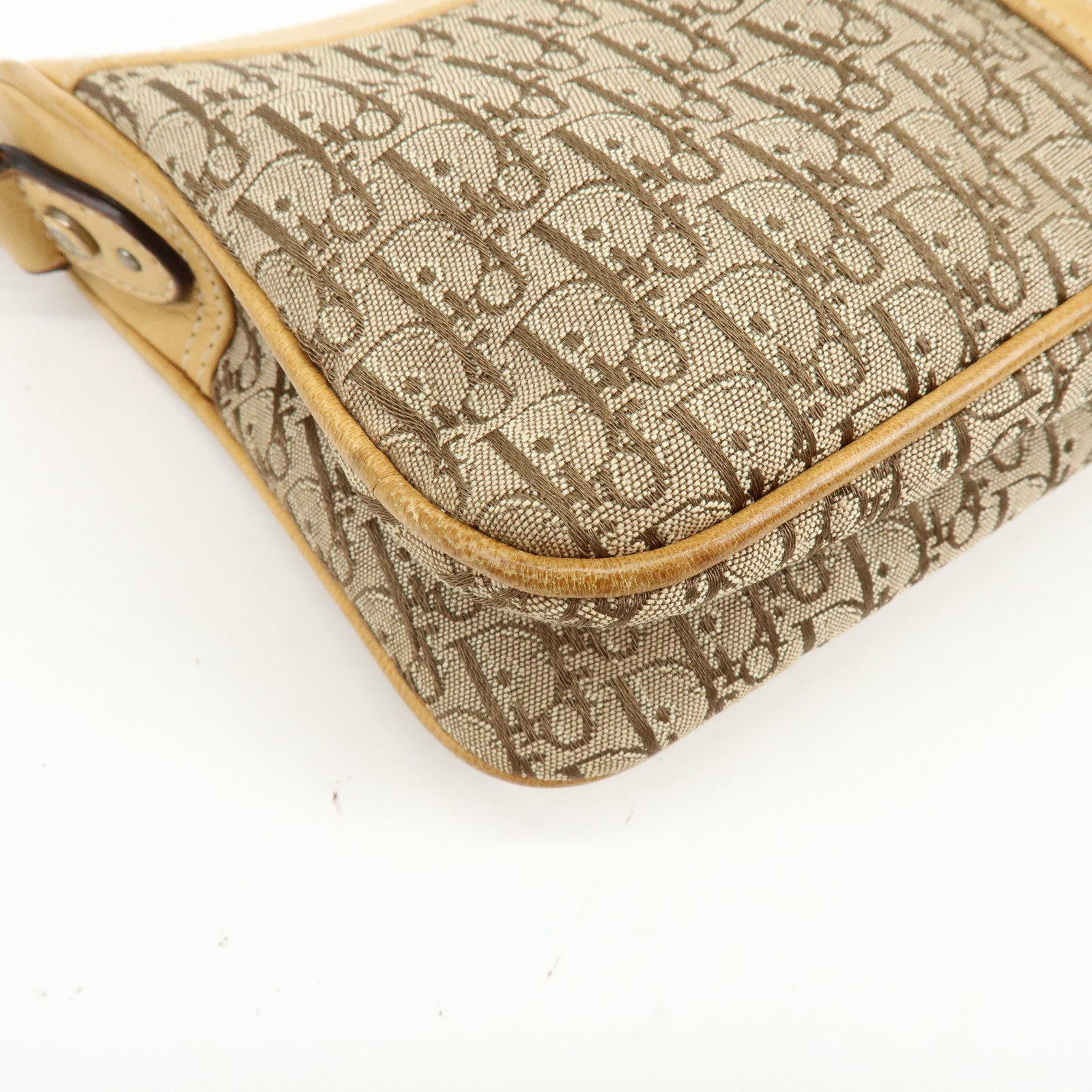 Christian Dior Street Chic Trotter Jacquard Canvas Leather Shoulder Bag