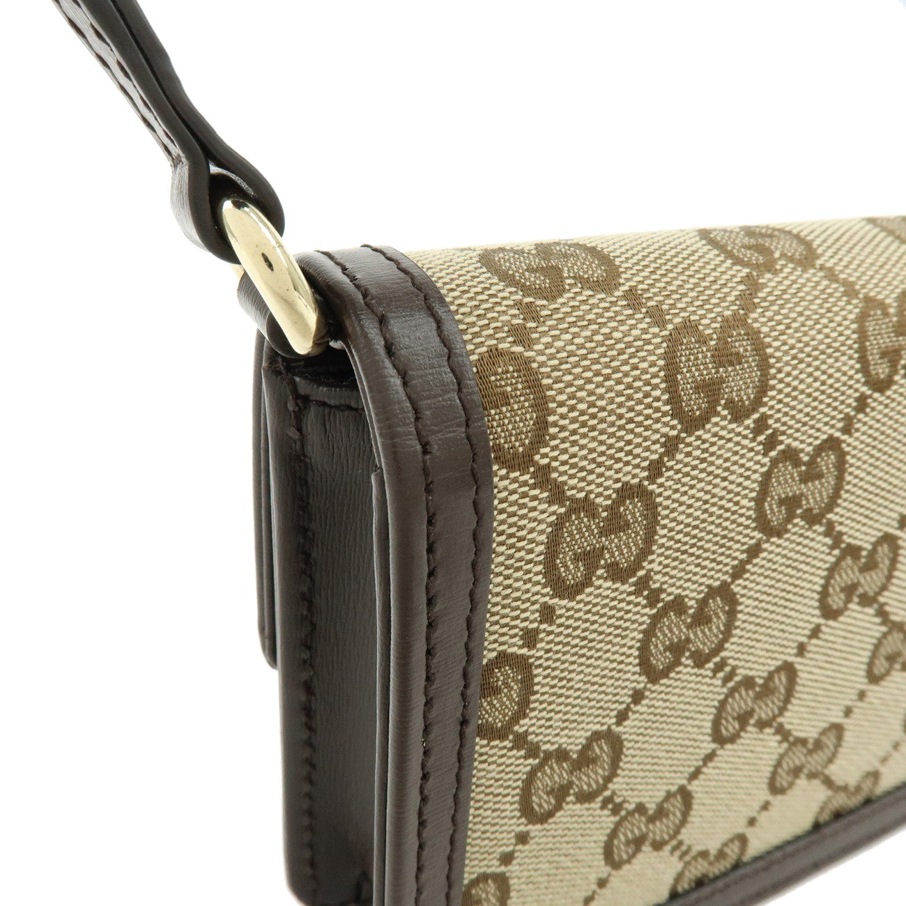 GUCCI Luce GG Canvas Leather Mini Shoulder Bag Beige Brown 790038
