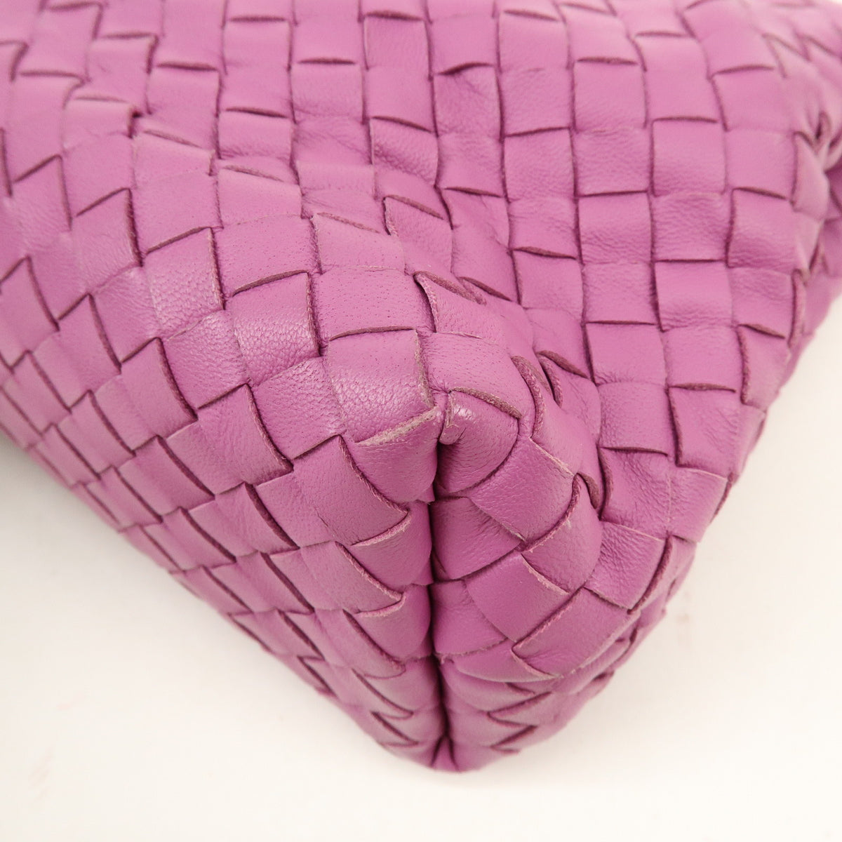 BOTTEGA VENETA Intrecciato Leather Chain Shoulder Bag Purple