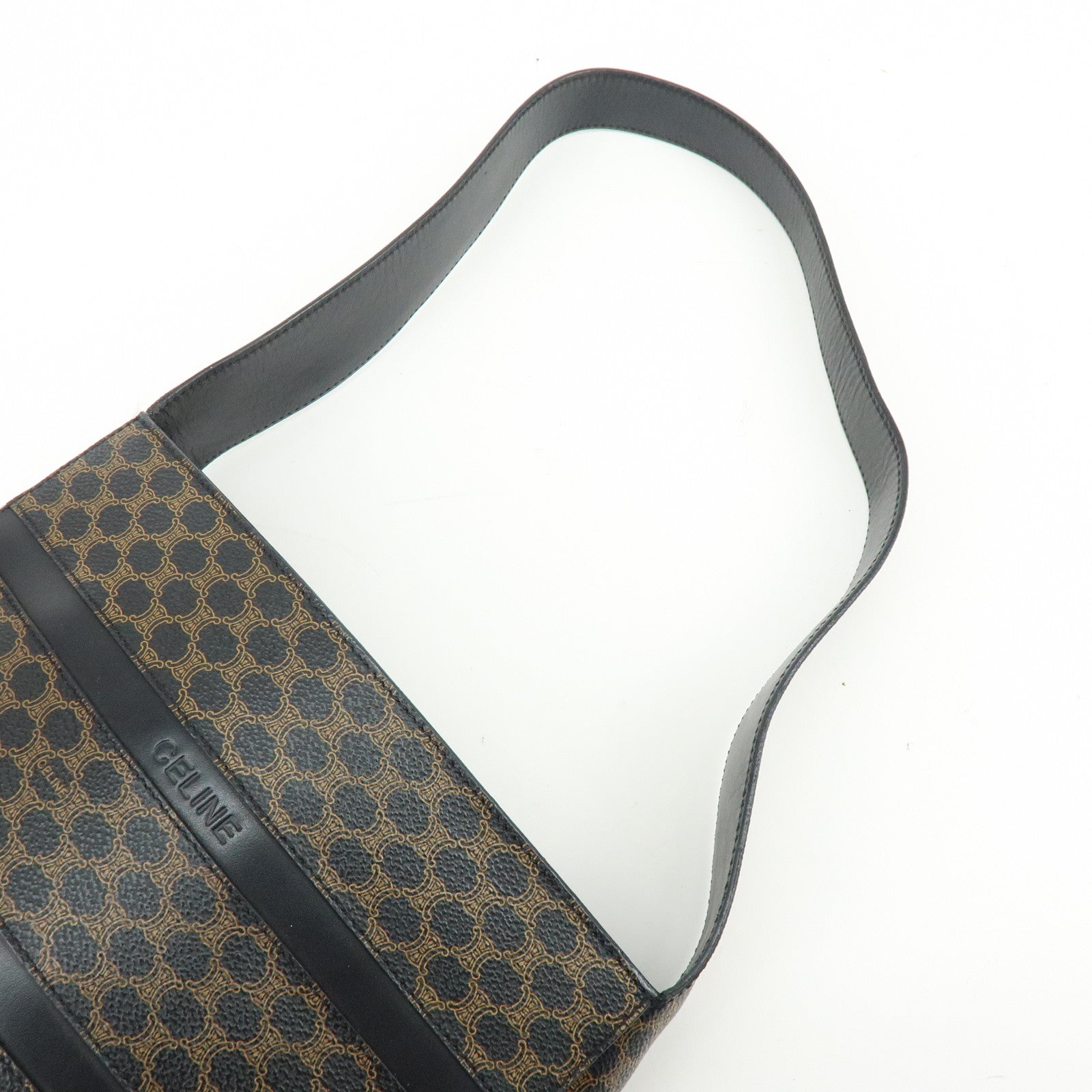CELINE Macadam PVC Leather Shoulder Bag Hand Bag Black Brown