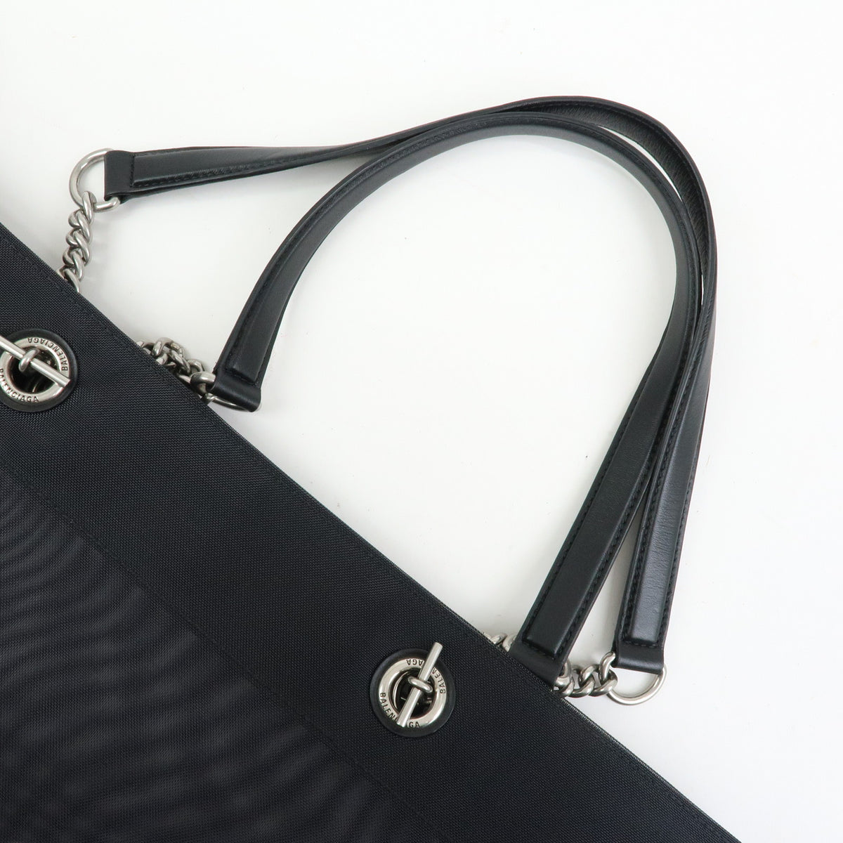 BALENCIAGA Duty Free Mesh Leather Tote Bag  Shoulder Bag Black 535269