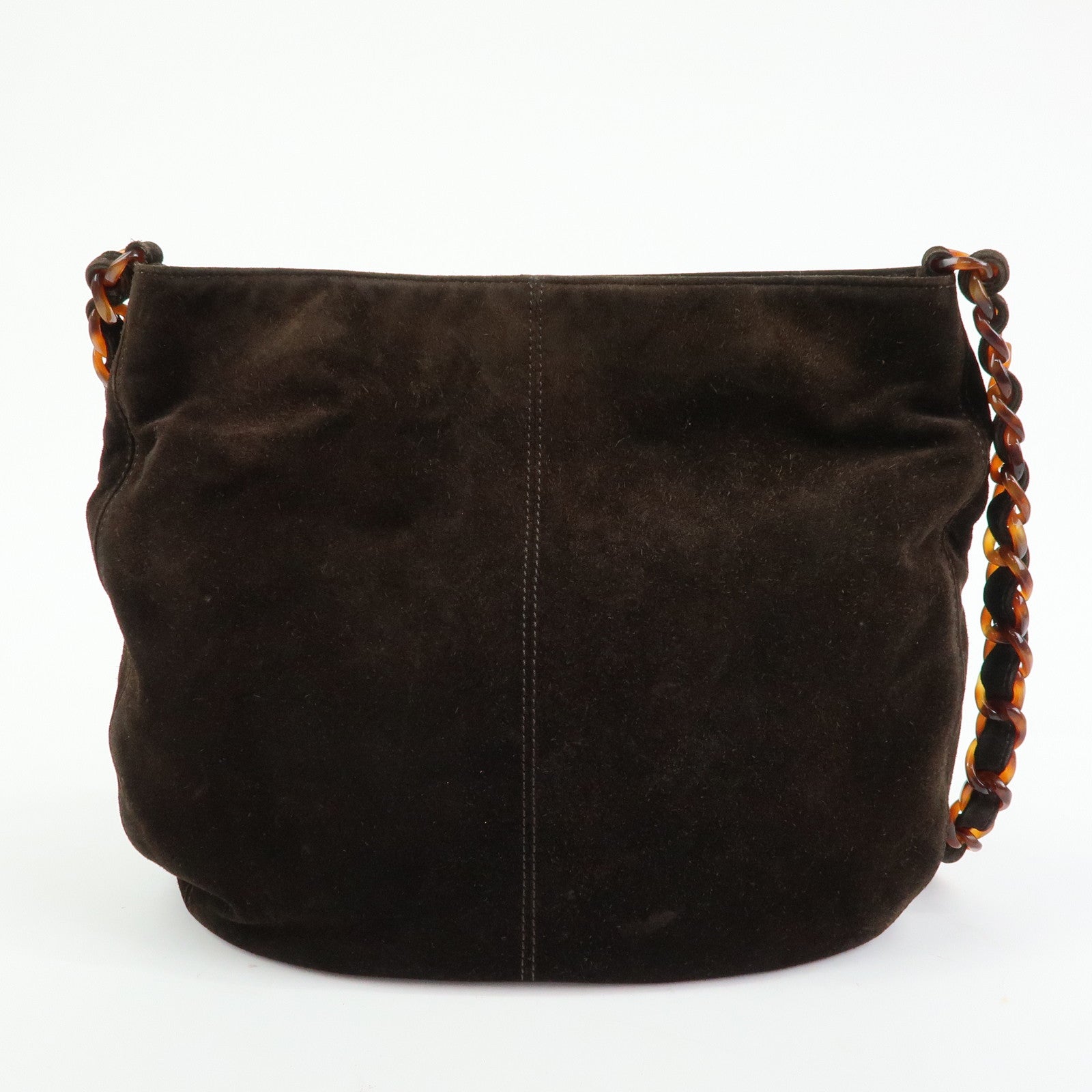 CHANEL COCO Mark Suede Plastic Chain Shoulder Bag Crossbody Bag Brown
