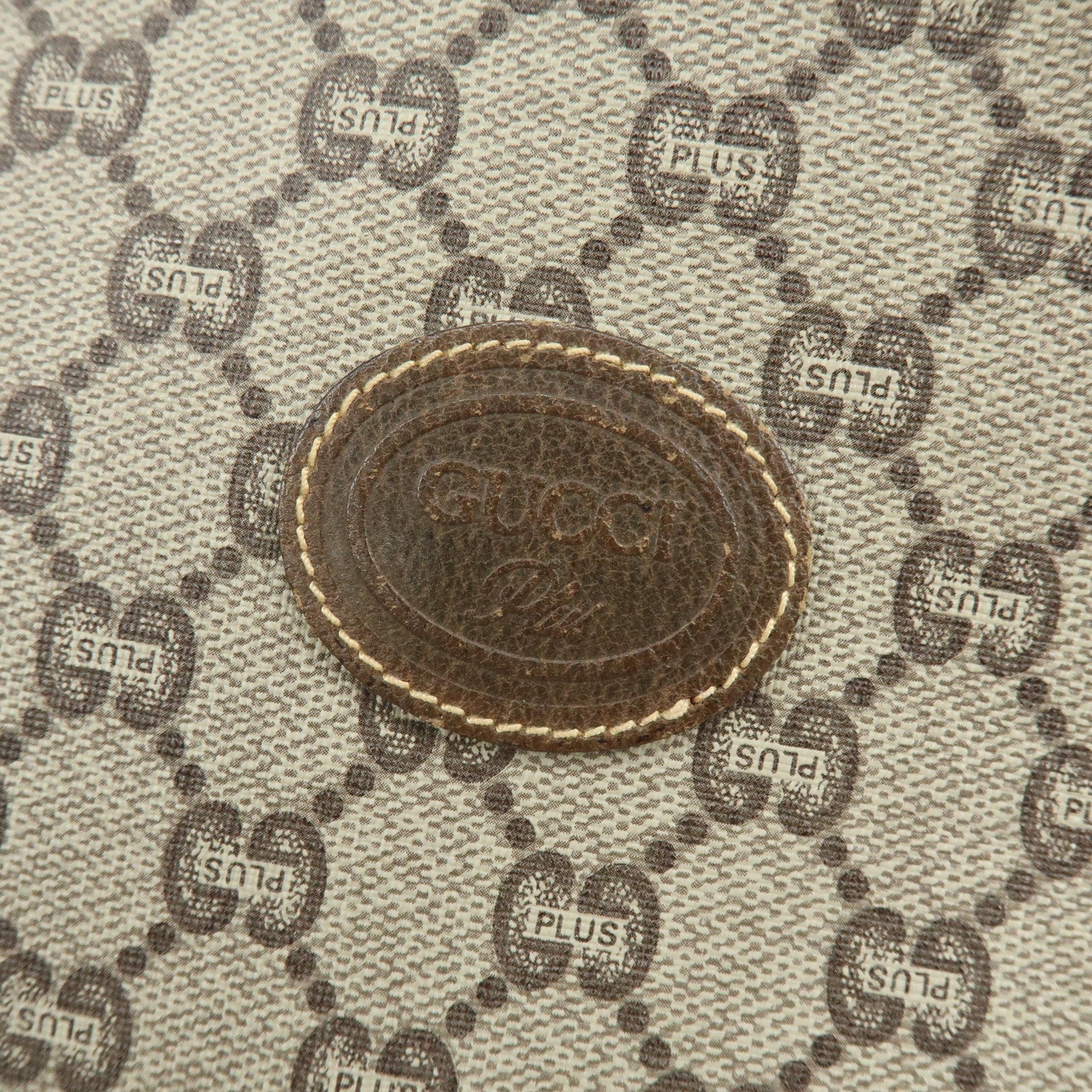 GUCCI Old GUCCI GG Plus Leather Clutch Bag Pouch Beige Brown