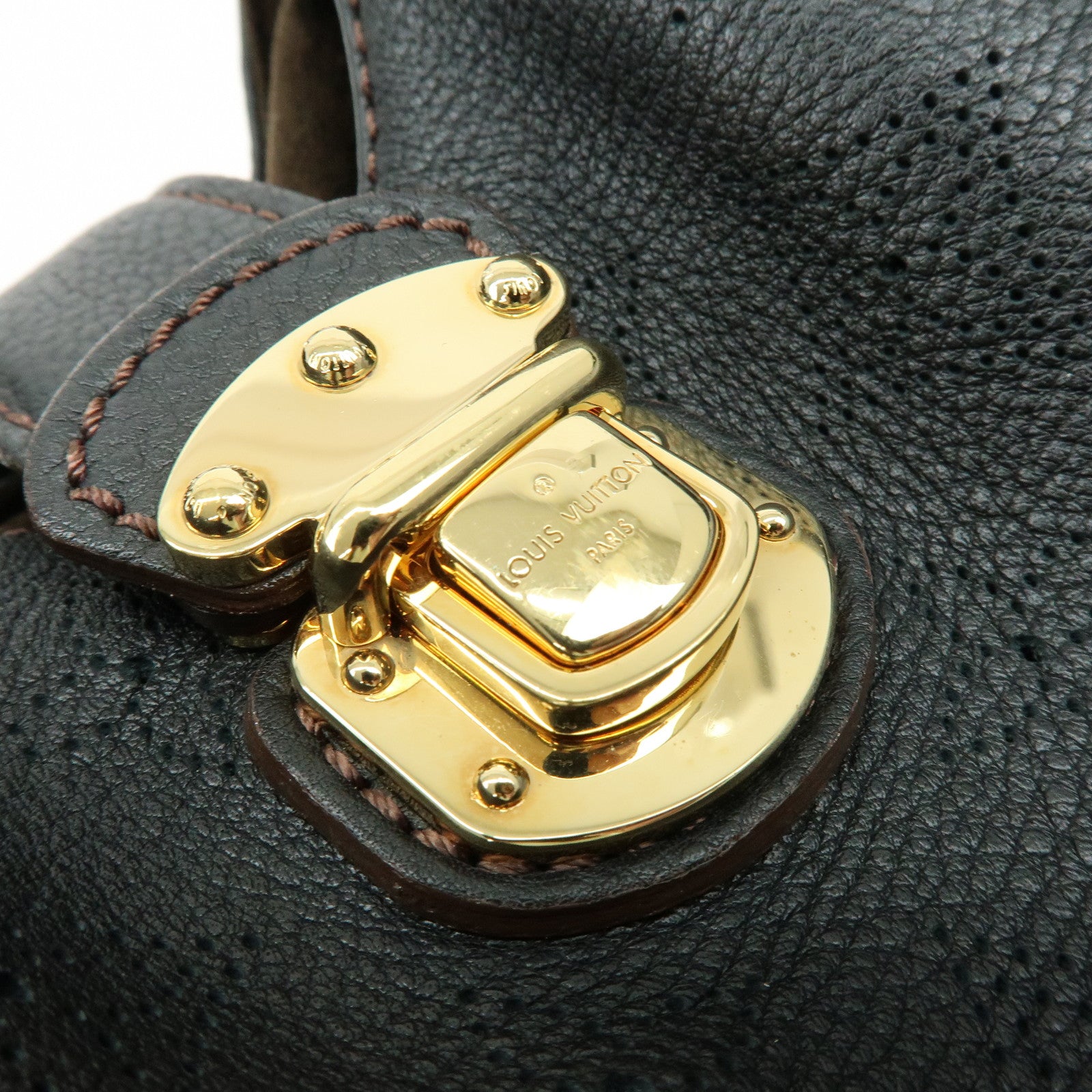 Louis Vuitton Monogram Mahina L Leather Shoulder Bag Noir Black M95765