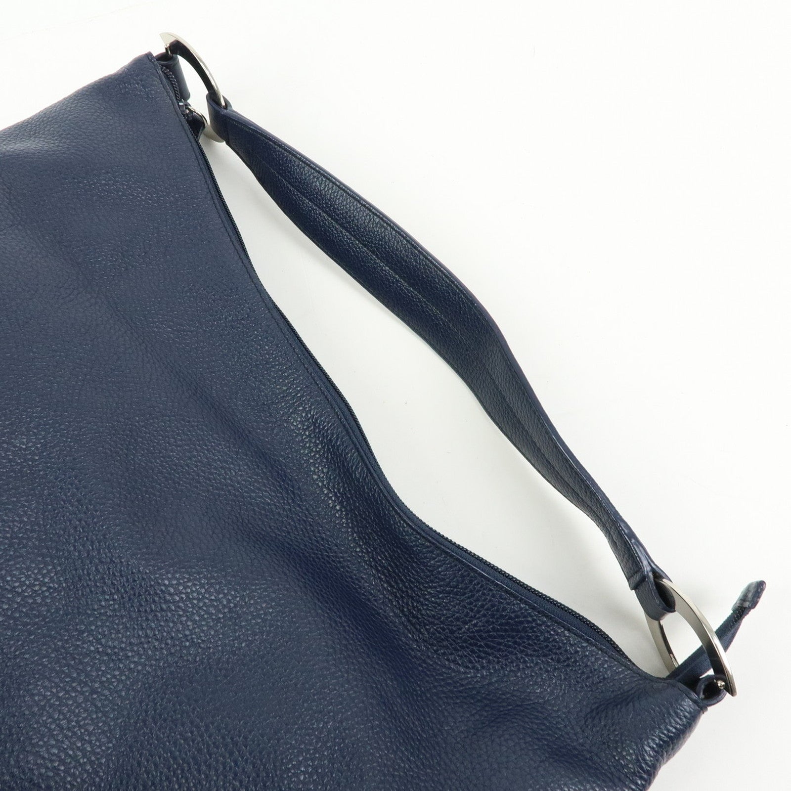 FURLA Leather Shoulder Bag Hand Bag Hobo Bag Dark Navy