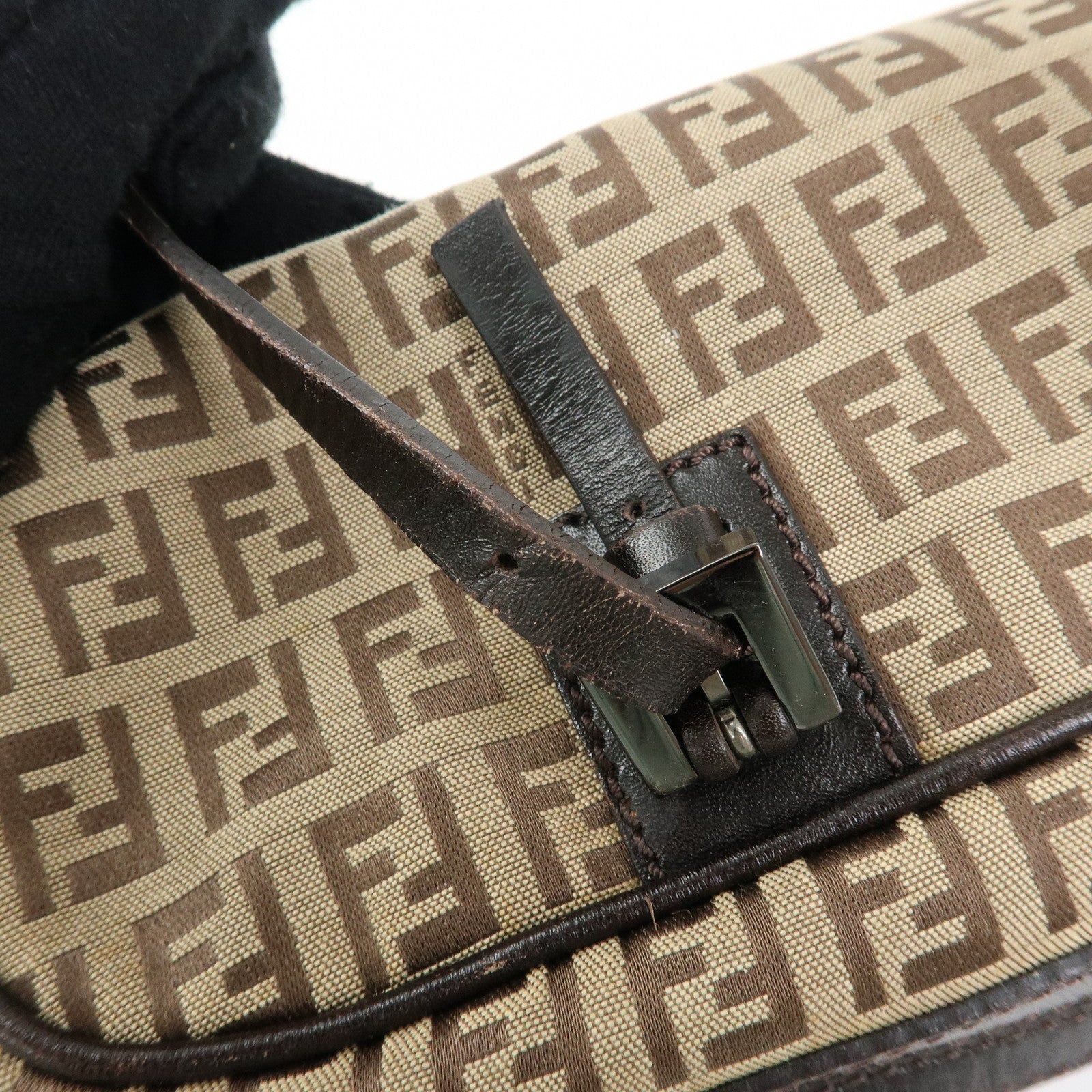 FENDI Zucchino Canvas Leather Mini Boston Hand Bag Beige Brown 8BL007