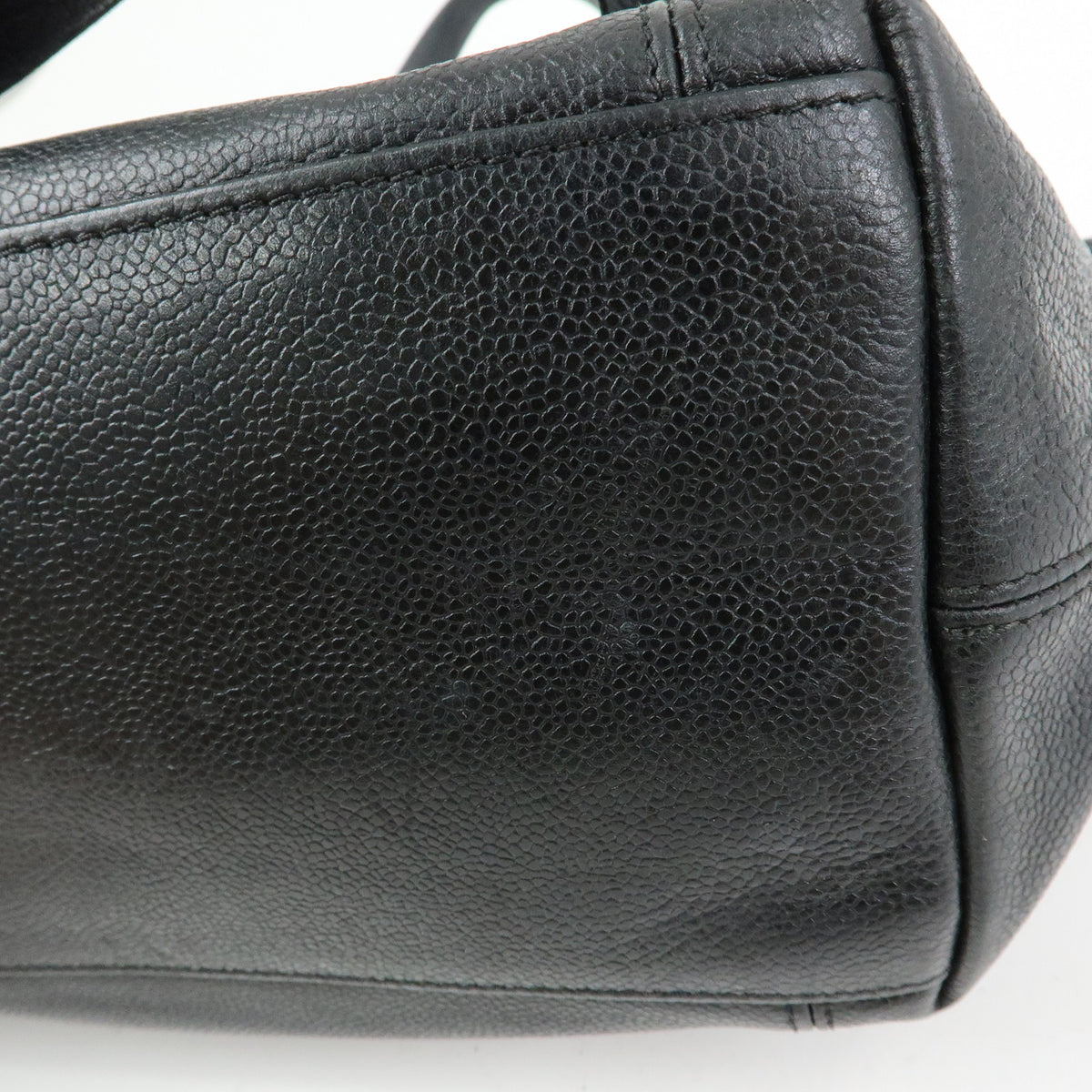 CHANEL COCO Mark Caviarskin Tote Bag Shoulder Bag Black Silver