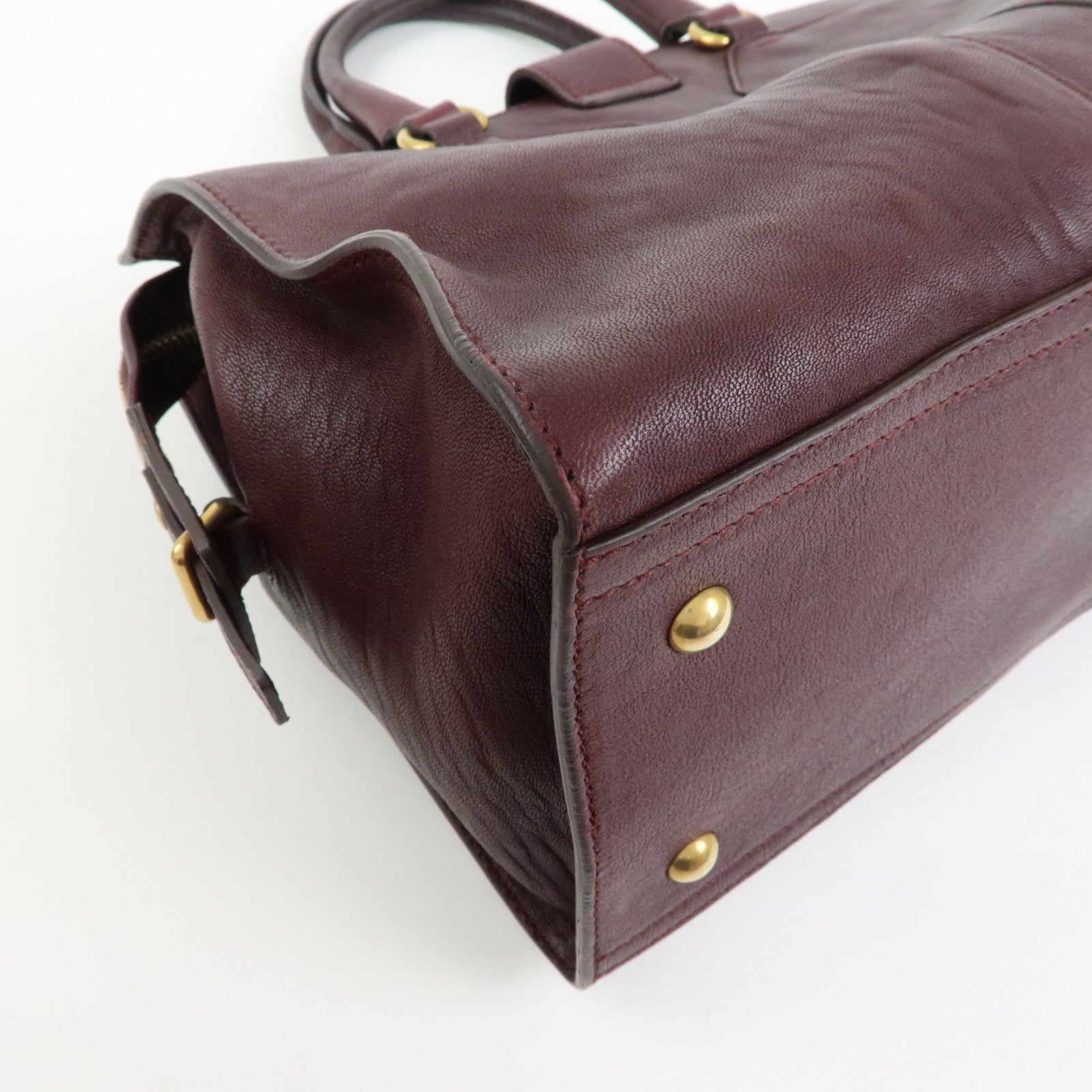 SAINT LAURENT PARIS Y Line Cabas Chyc Leather 2Way Bag Purple Brown