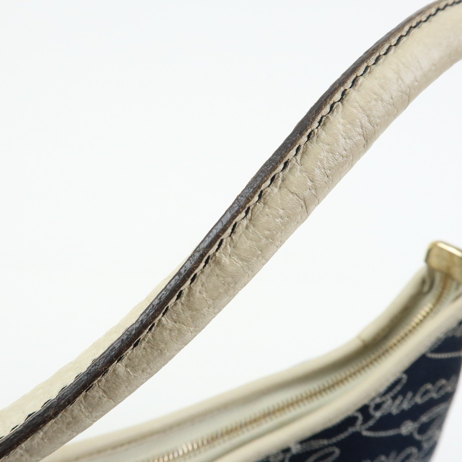 GUCCI Abbey Canvas Leather Shoulder Bag Hand Bag Navy White 130738