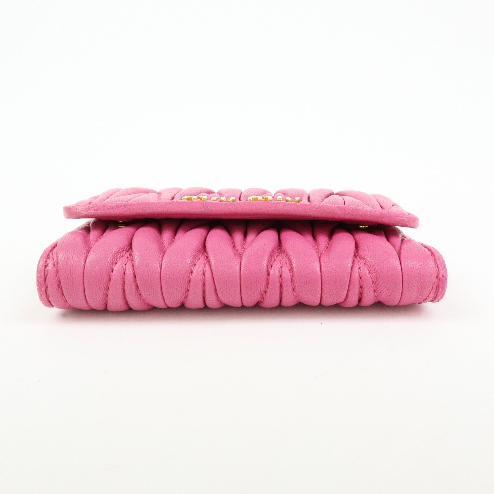 MIU MIU Matelasse Leather 6 Ring Key Case Key Holder Pink
