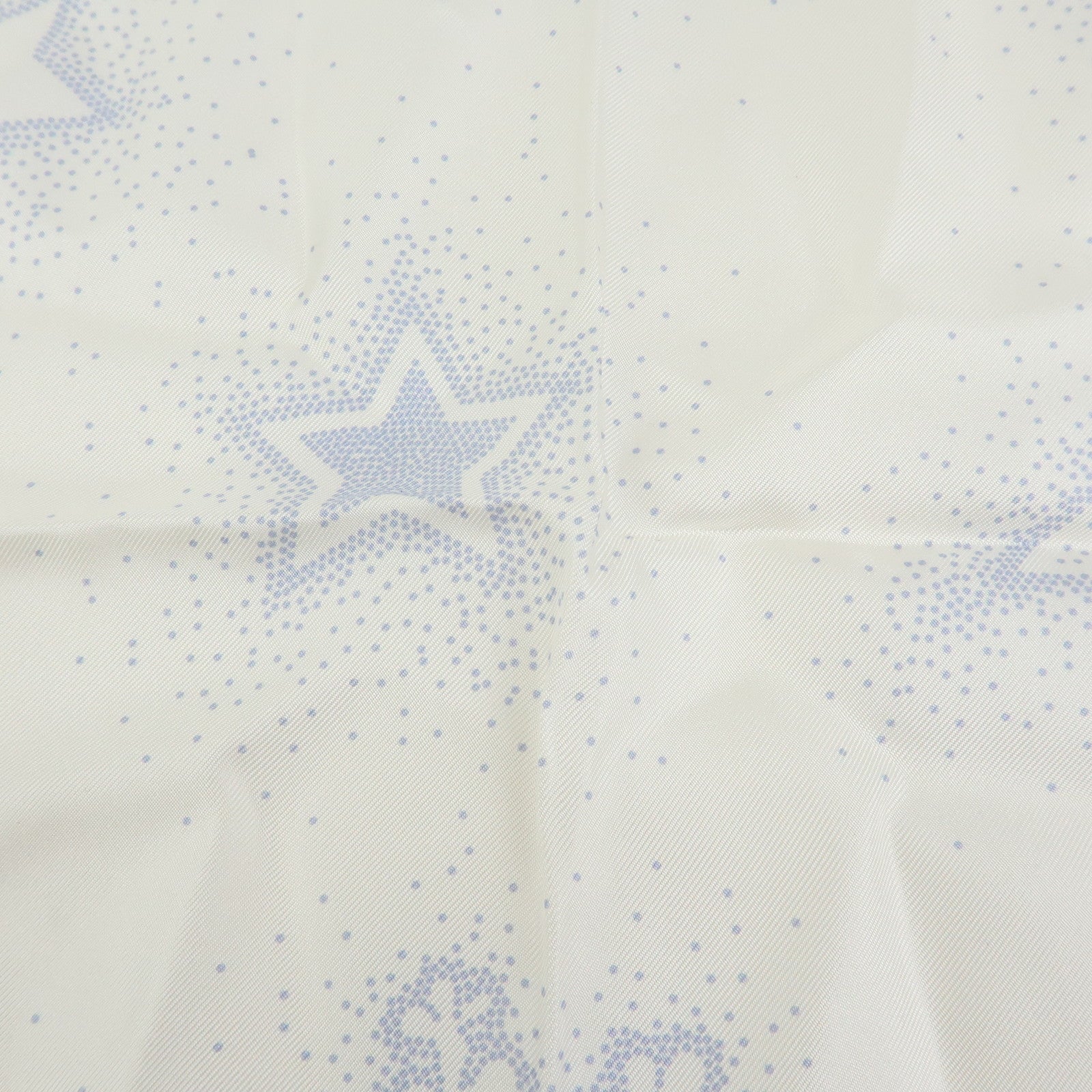 CHANEL Camelia COCO Mark Silk 100% Scarf Bear Penguin White Light Blue