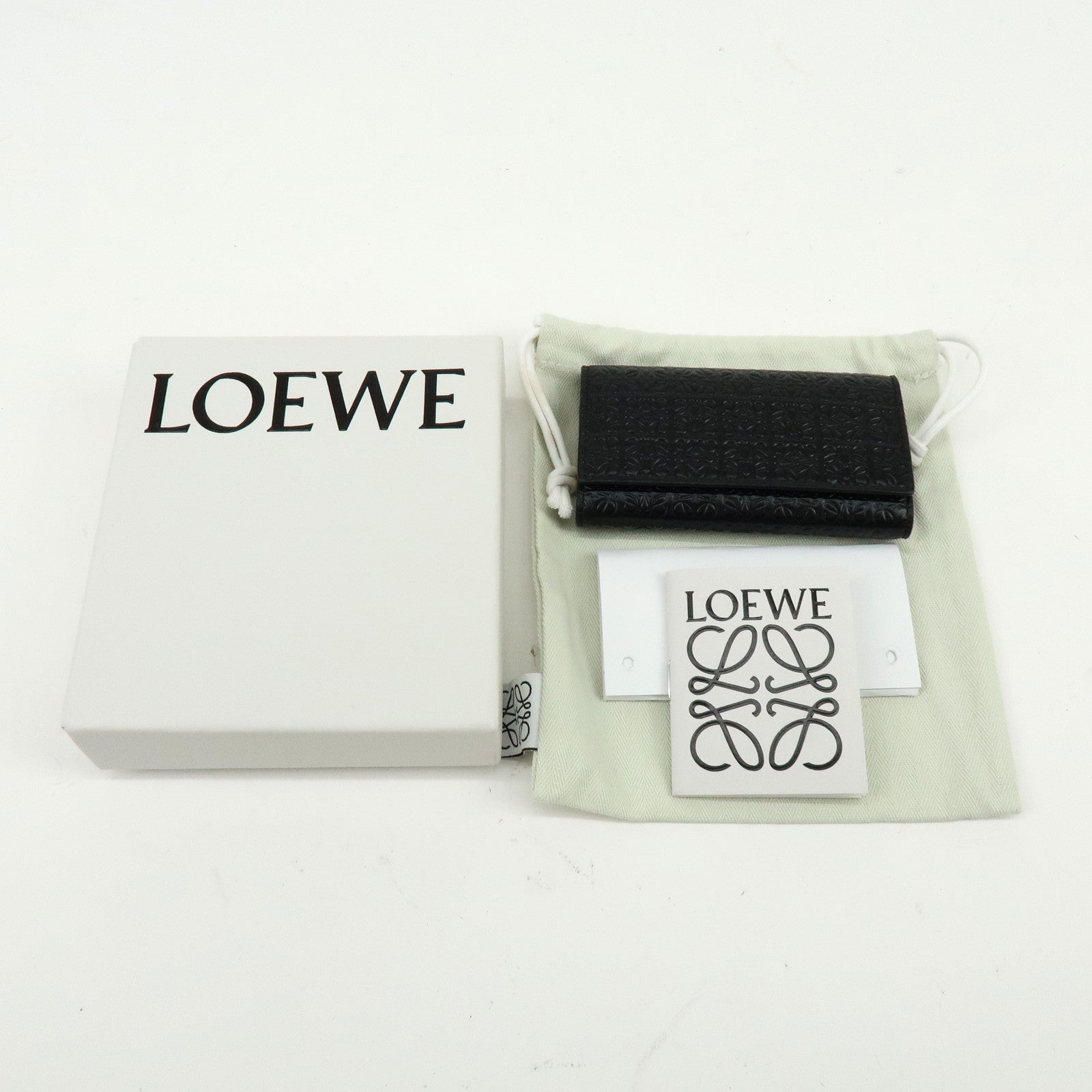 LOEWE Repeat Anagram Calf Leather 6 Ring Key Case Key Holder Black
