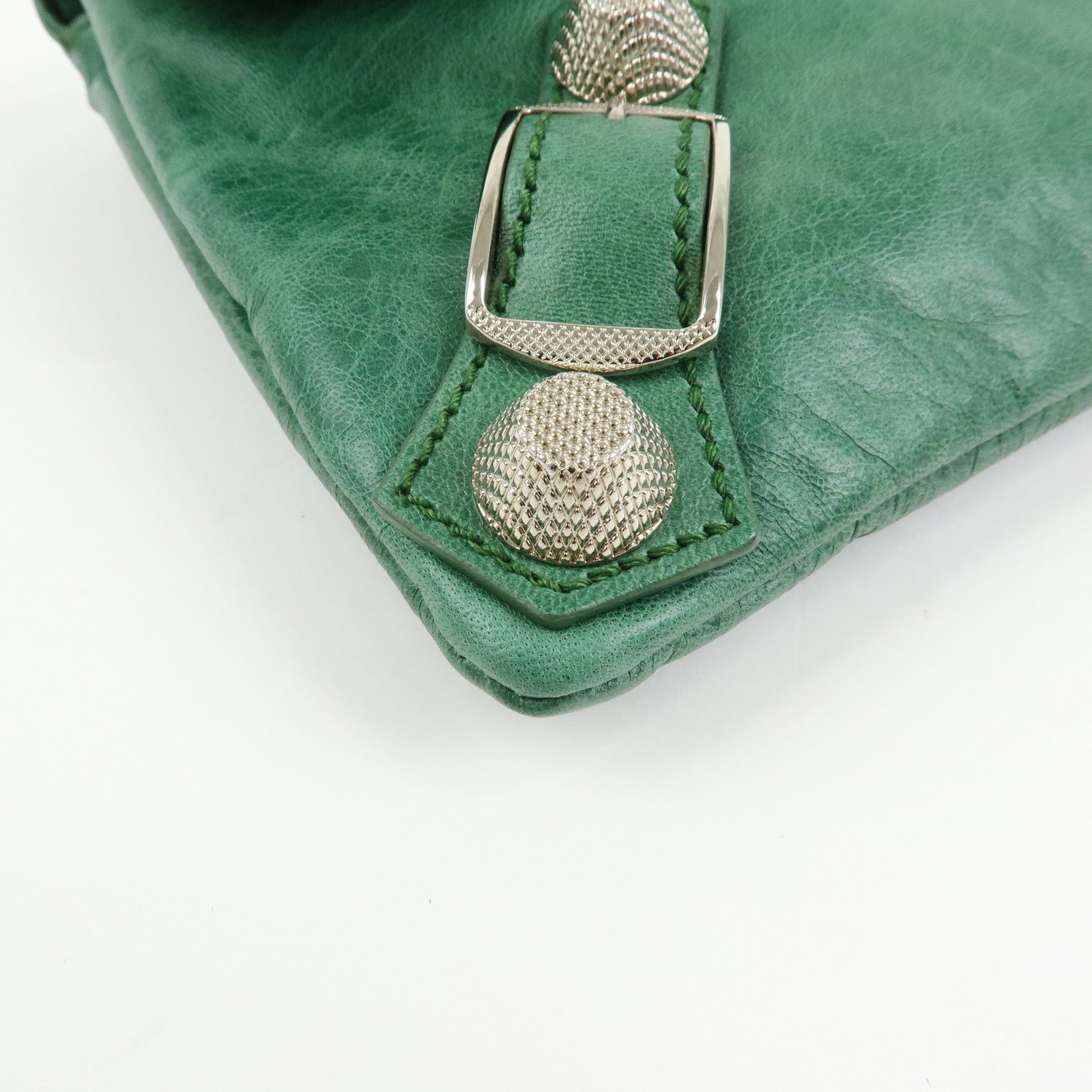 BALENCIAGA Giant Envelope Leather Clutch Bag Pouch Green 186182