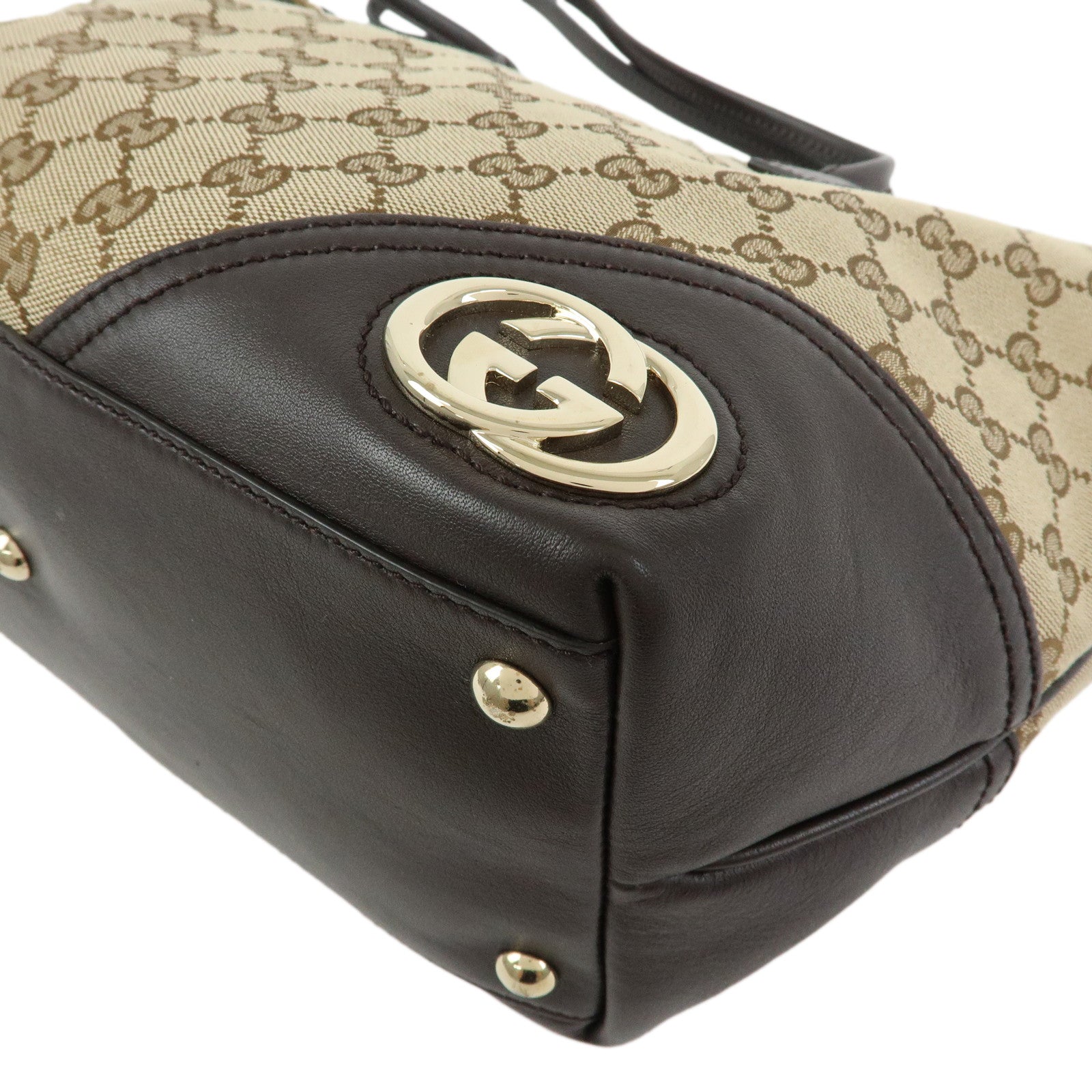 GUCCI New Britt Interlocking G Abbey GG Canvas Tote Bag Brown 169946