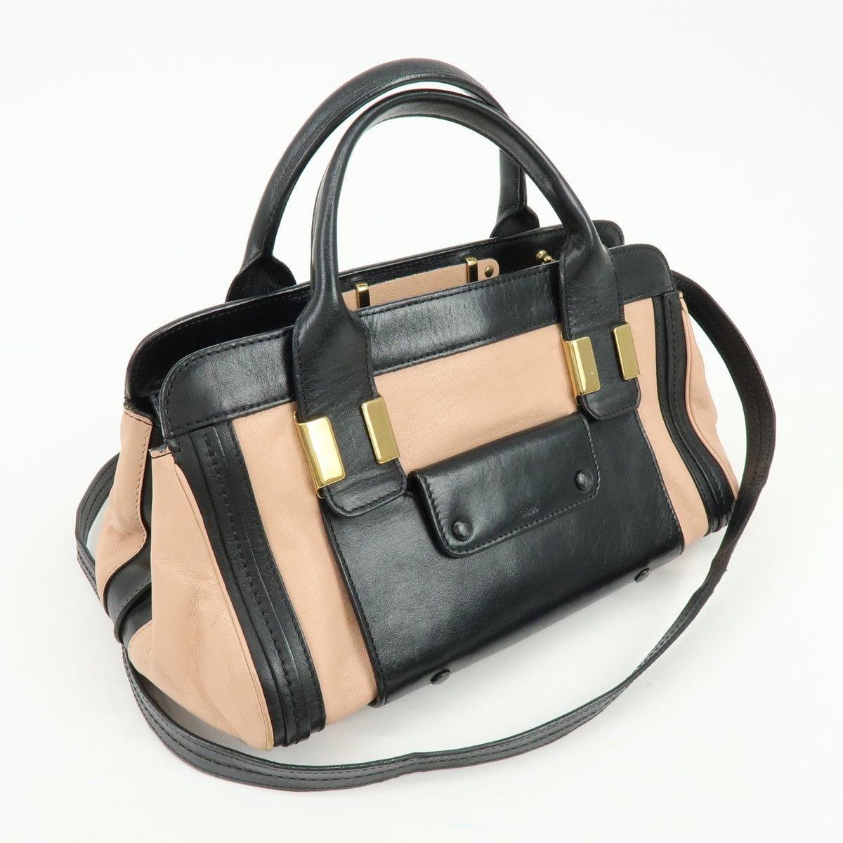 Chloe Alice Leather 2Way Bag Hand Bag Shoulder Bag Black Pink Beige
