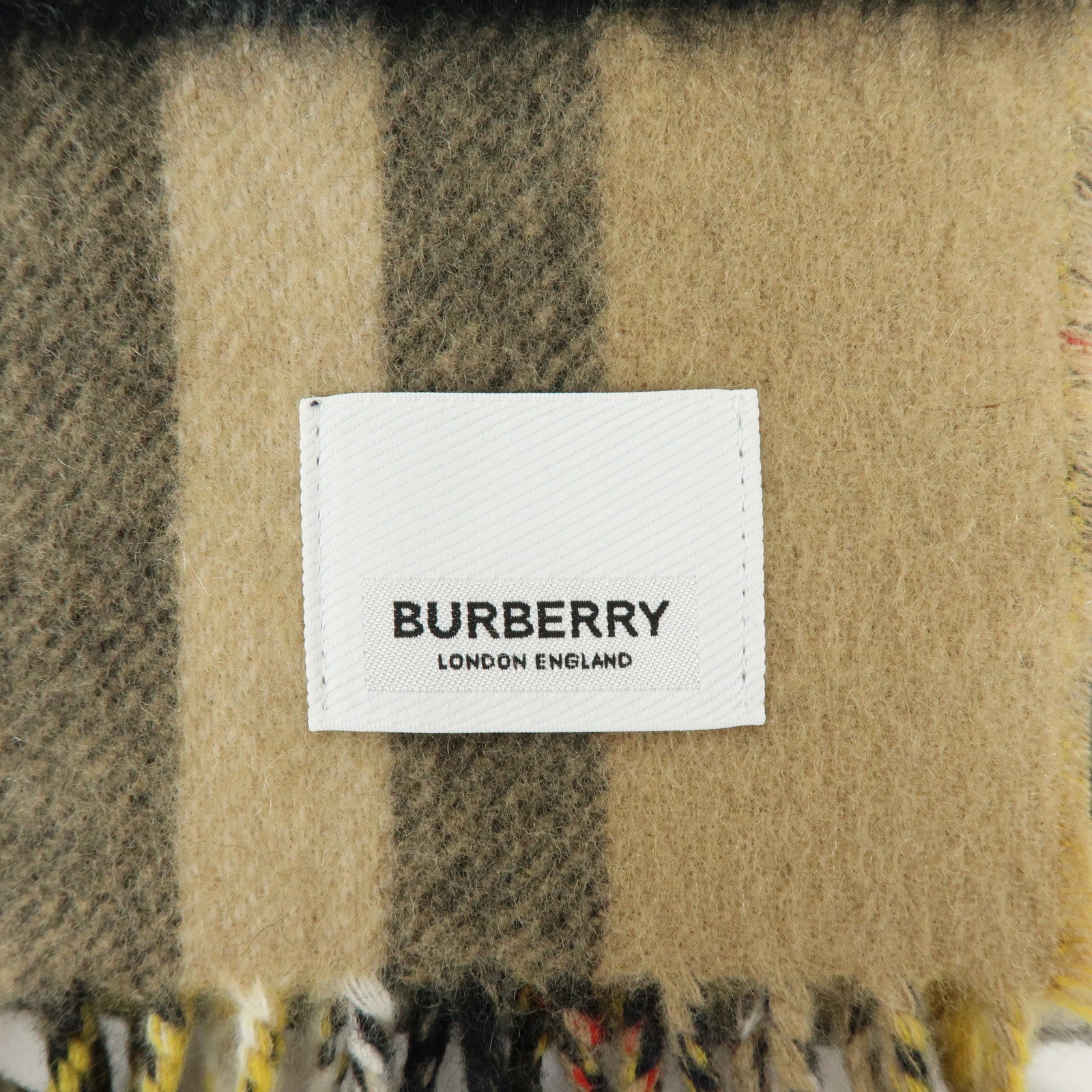 BURBERRY Nova Plaid Wool 100% Scarf Beige Yellow Navy Black Red