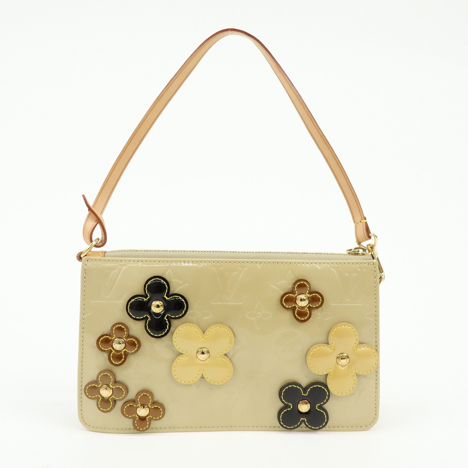 Louis Vuitton Monogram Vernis Flower Lexington Hand Bag Beige M92246
