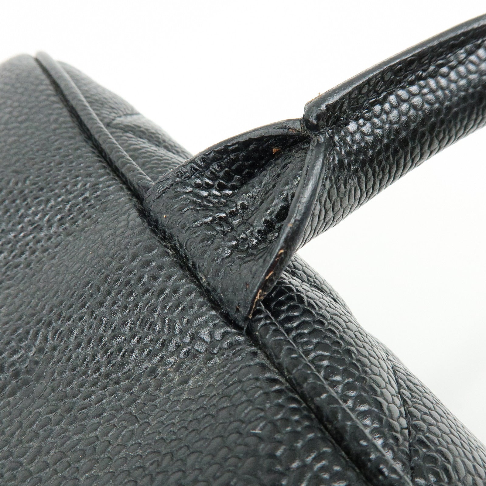 CHANEL Matelasse Caviarskin Leather Boston Bag Black