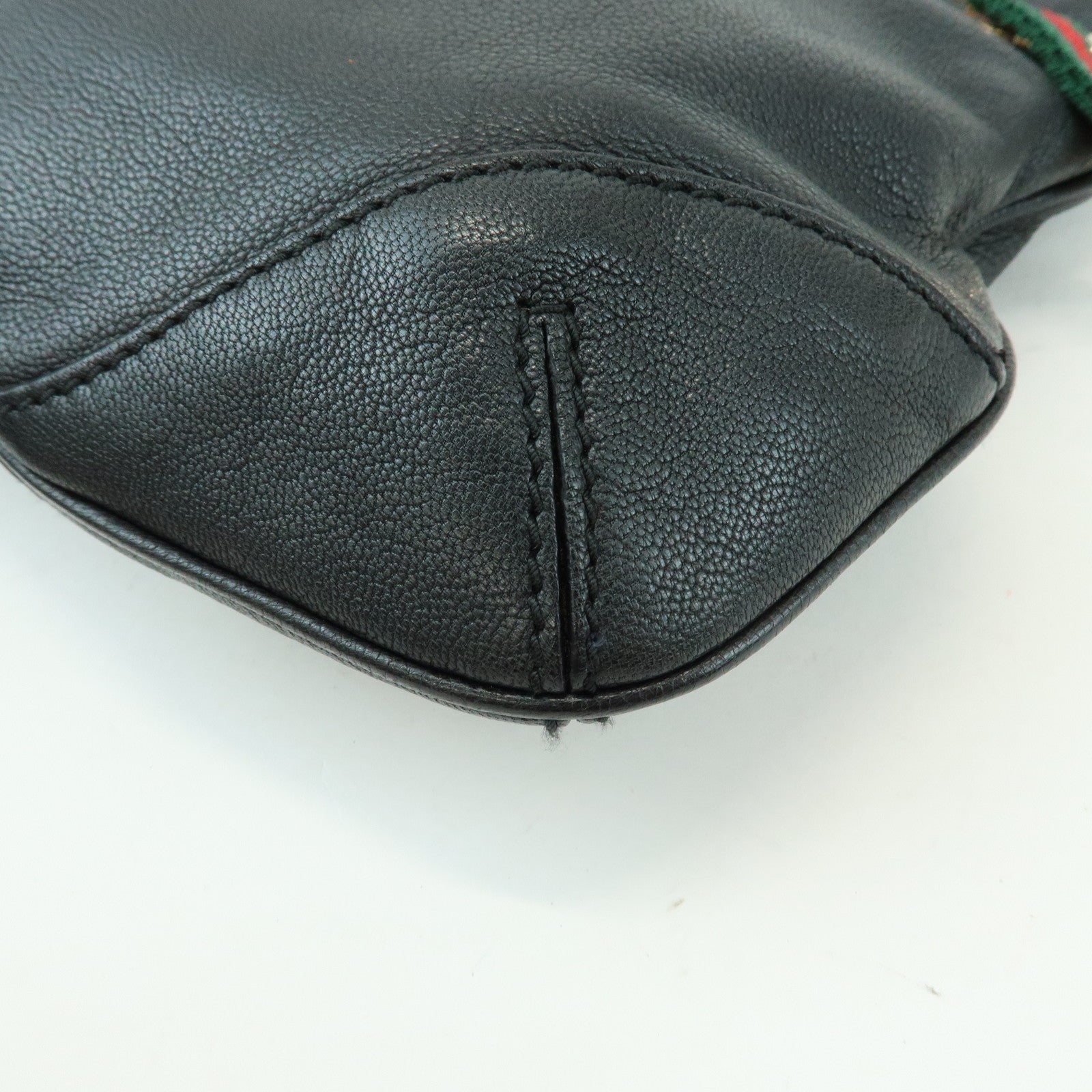 GUCCI Sherry Leather Shoulder Bag Hand Bag Black 154392