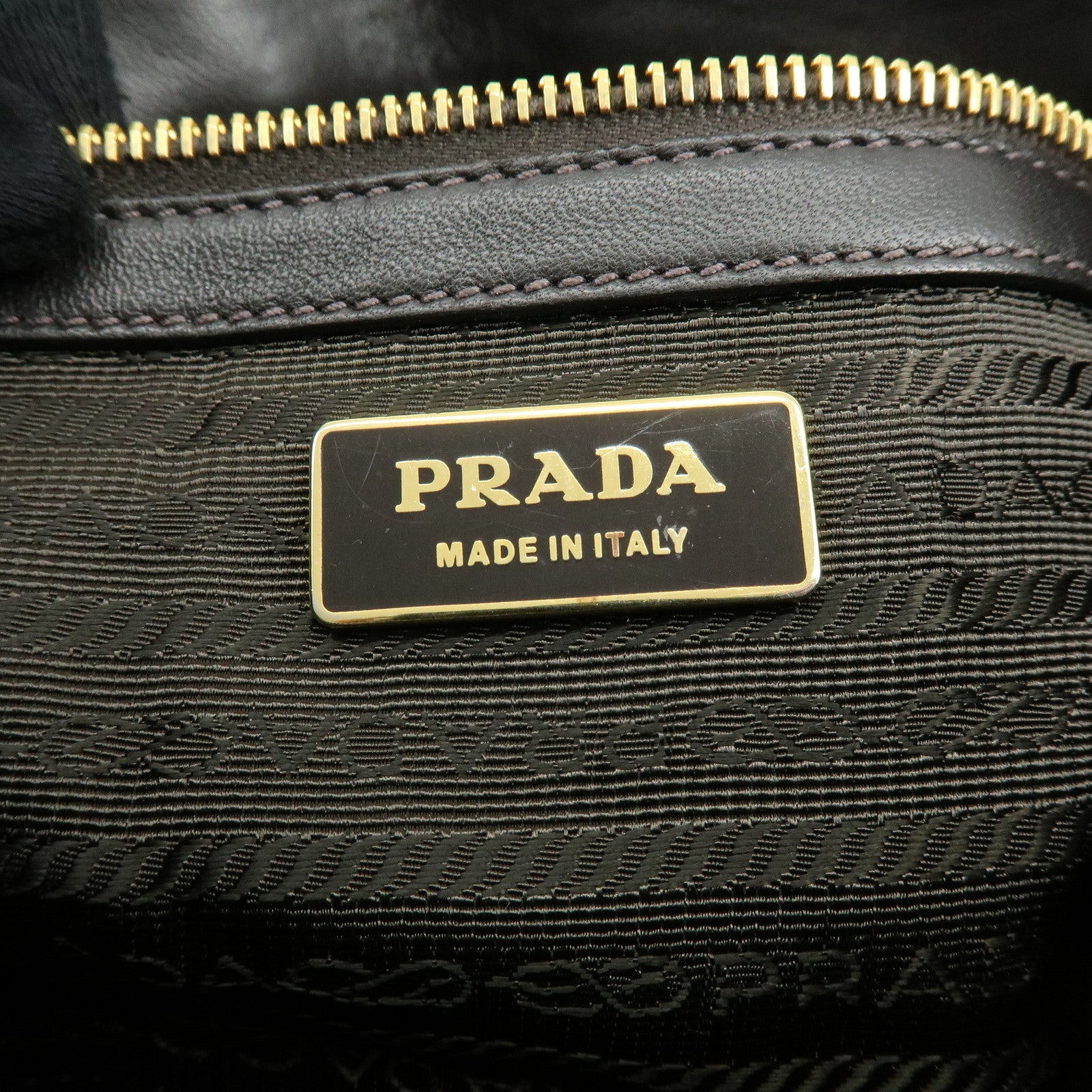 PRADA Triangle Logo Gathered Nylon Leather 2Way Bag Hand Bag BN1407