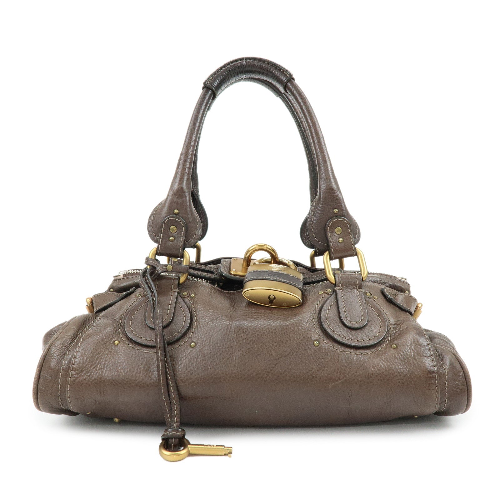 Chloe Paddington Leather Hand Bag Shoulder Bag Dark Brown