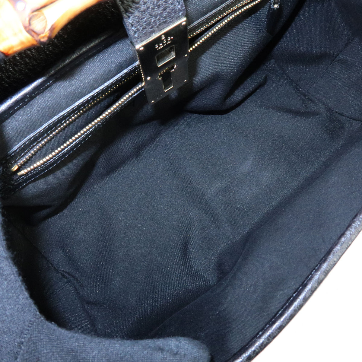GUCCI Bamboo Leather Hand Bag Shoulder Bag Black 111713