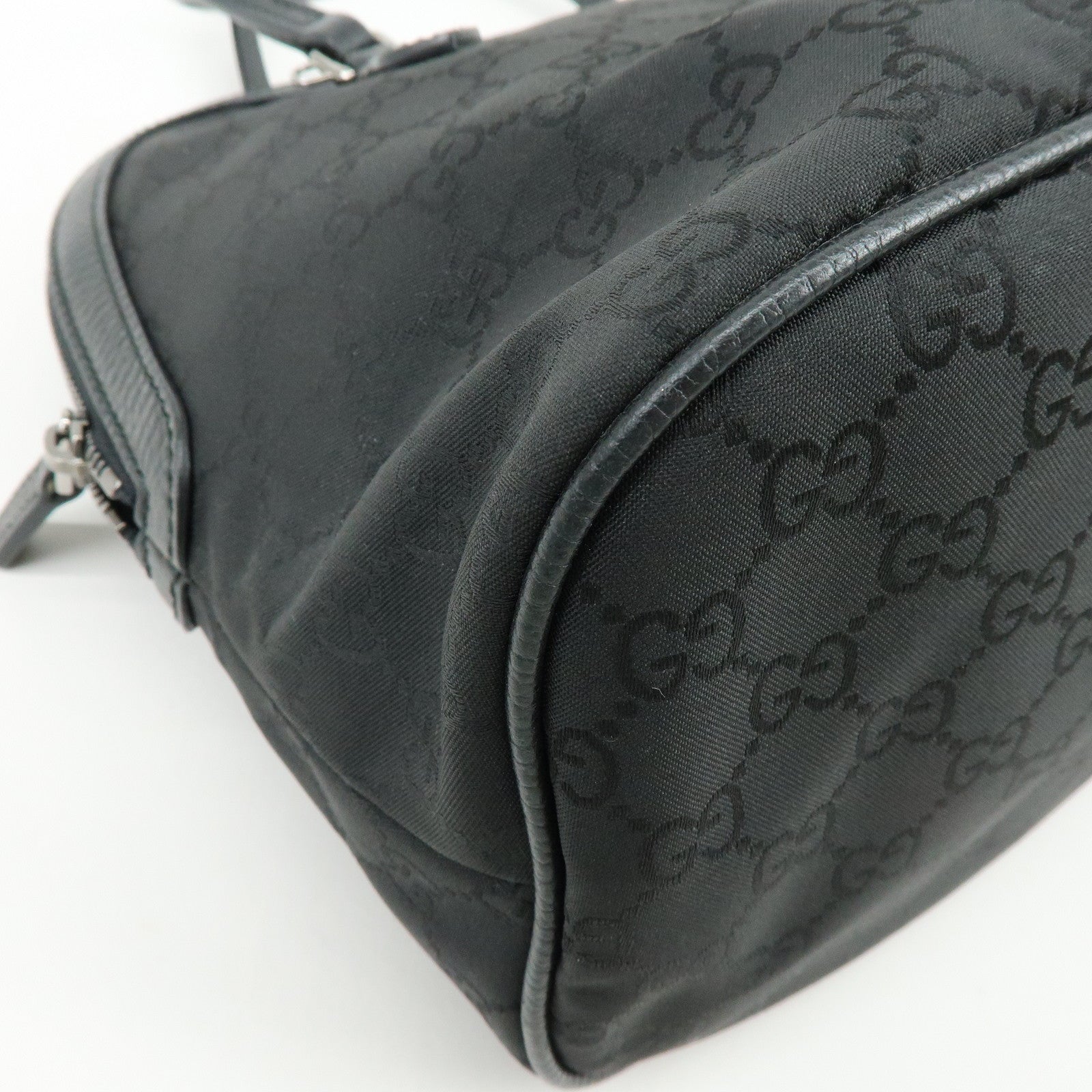 GUCCI GG Nylon Leather 2Way Bag Hand Shoulder Bag Black 420023