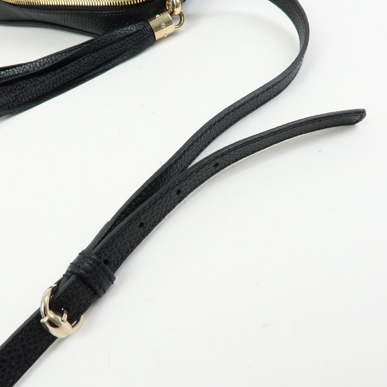 GUCCI Soho Leather Shoulder Bag Crossbody Bag Tassel Black 308364