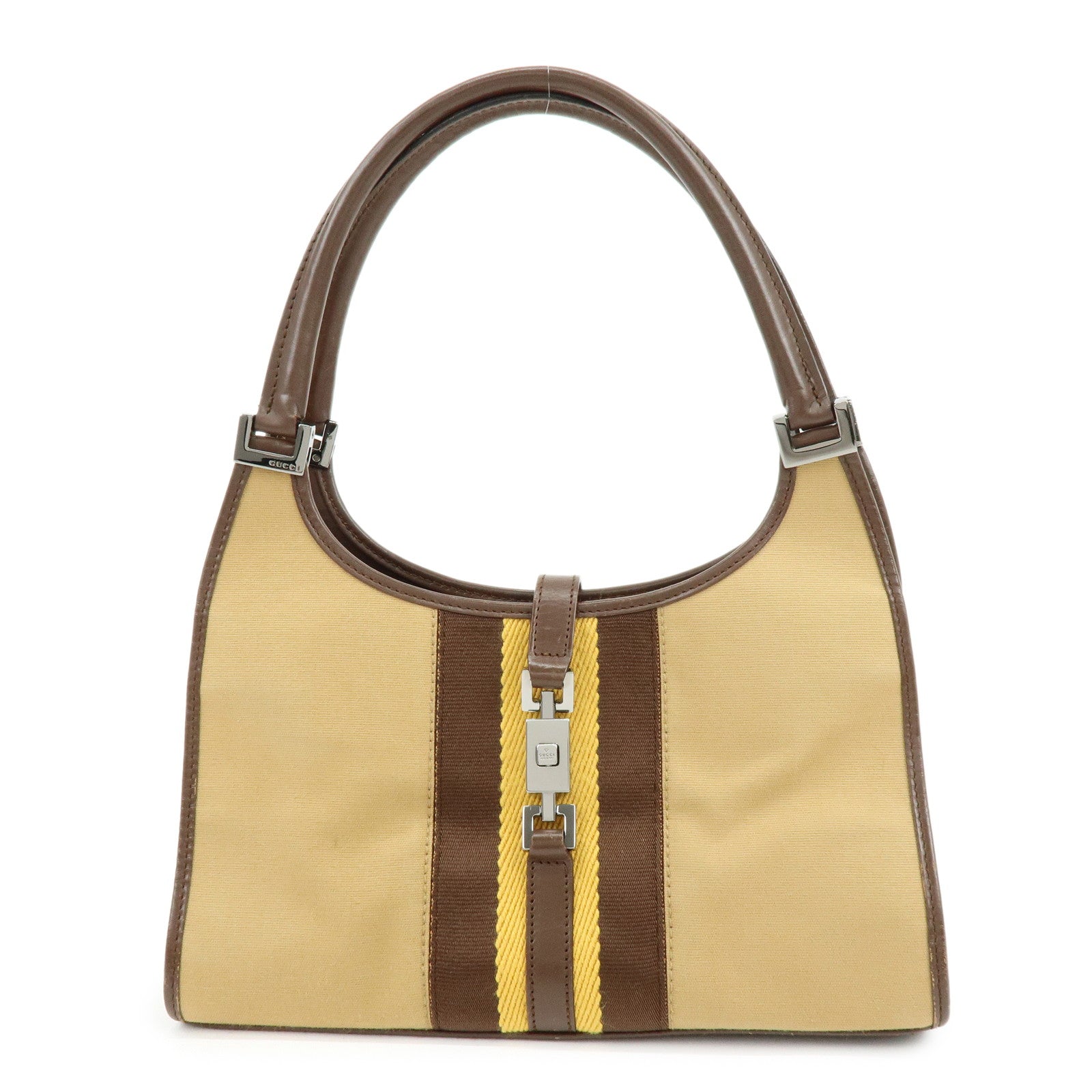 GUCCI Jackie Sherry Canvas Leather Shoulder Bag Hand Bag 002.1068