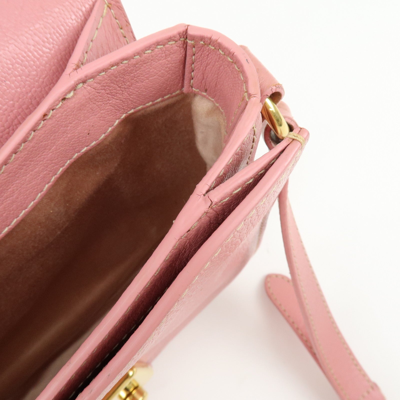 MIU MIU Madras Leather 2Way Bag Hand Bag Shoulder Bag Pink