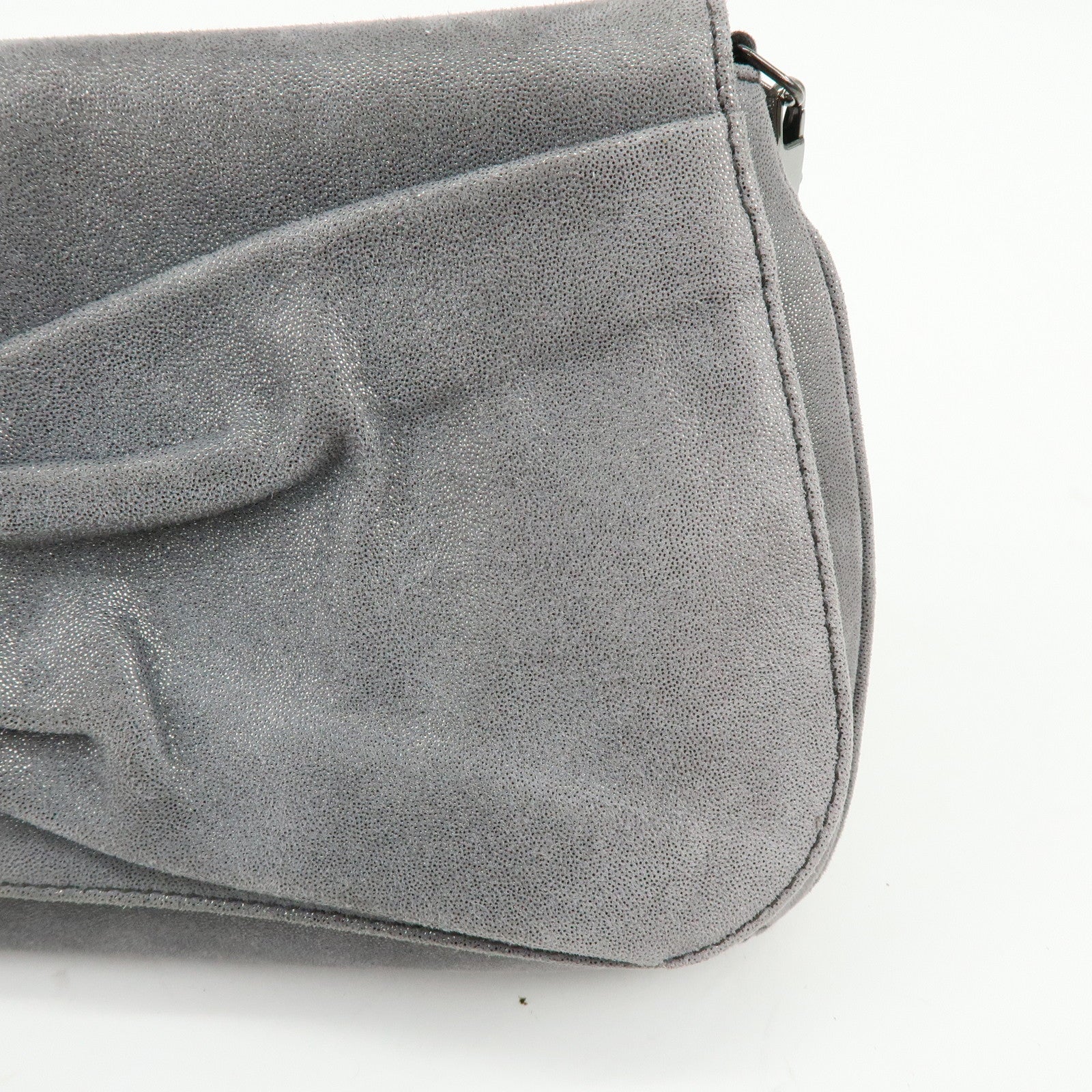 Ferragamo Vara Ribbon Leather Shoulder Bag Clutch Bag Metallic Gray