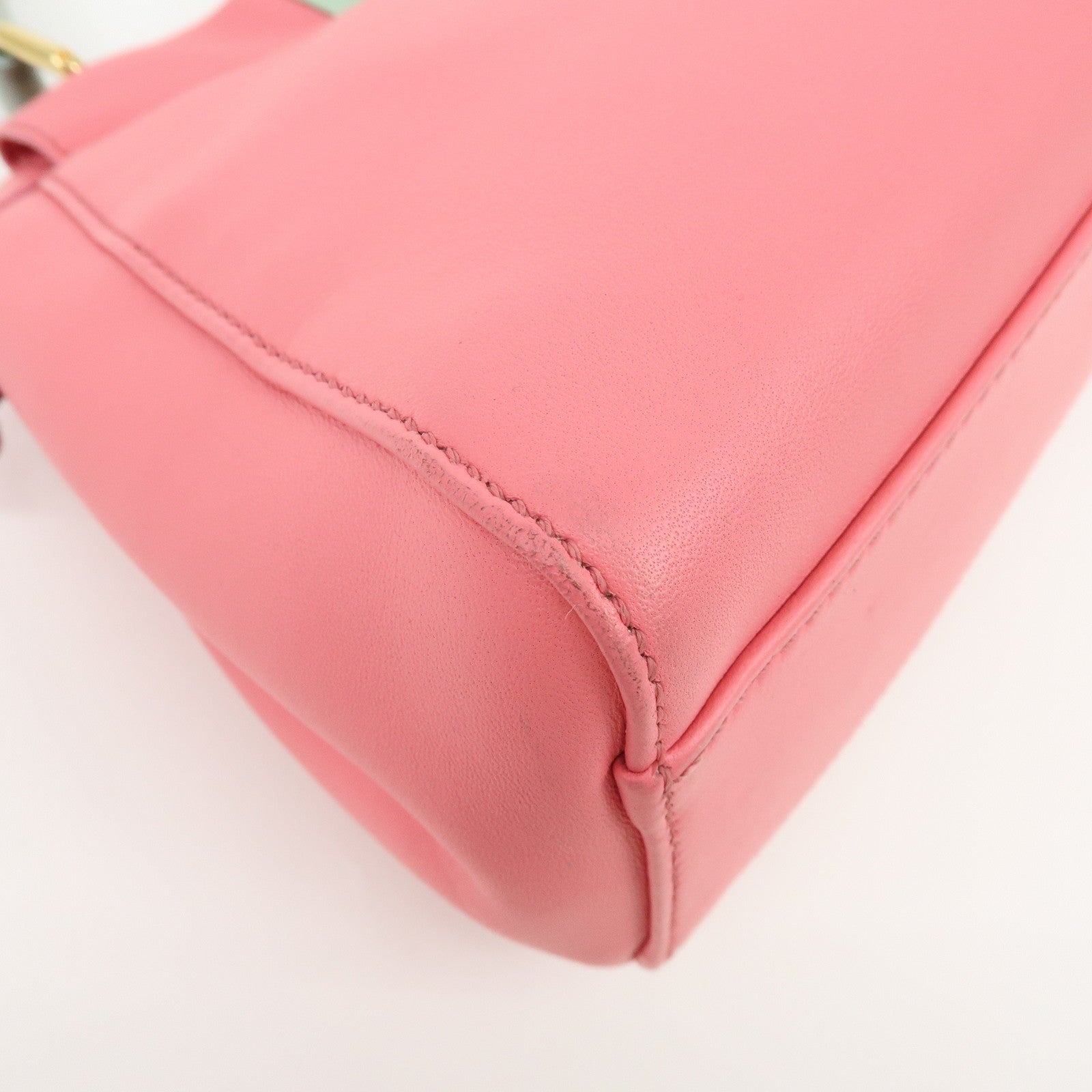 FENDI Peekaboo Mini Leather 2Way Shoulder Bag Hand Bag Pink 8BN244