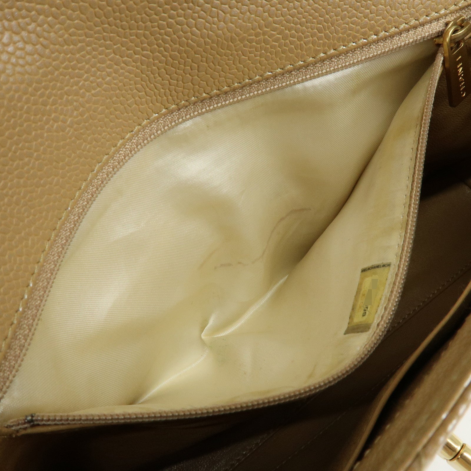 CHANEL COCO Mark Matelasse Caviarskin Flap Chain Shoulder Bag Beige