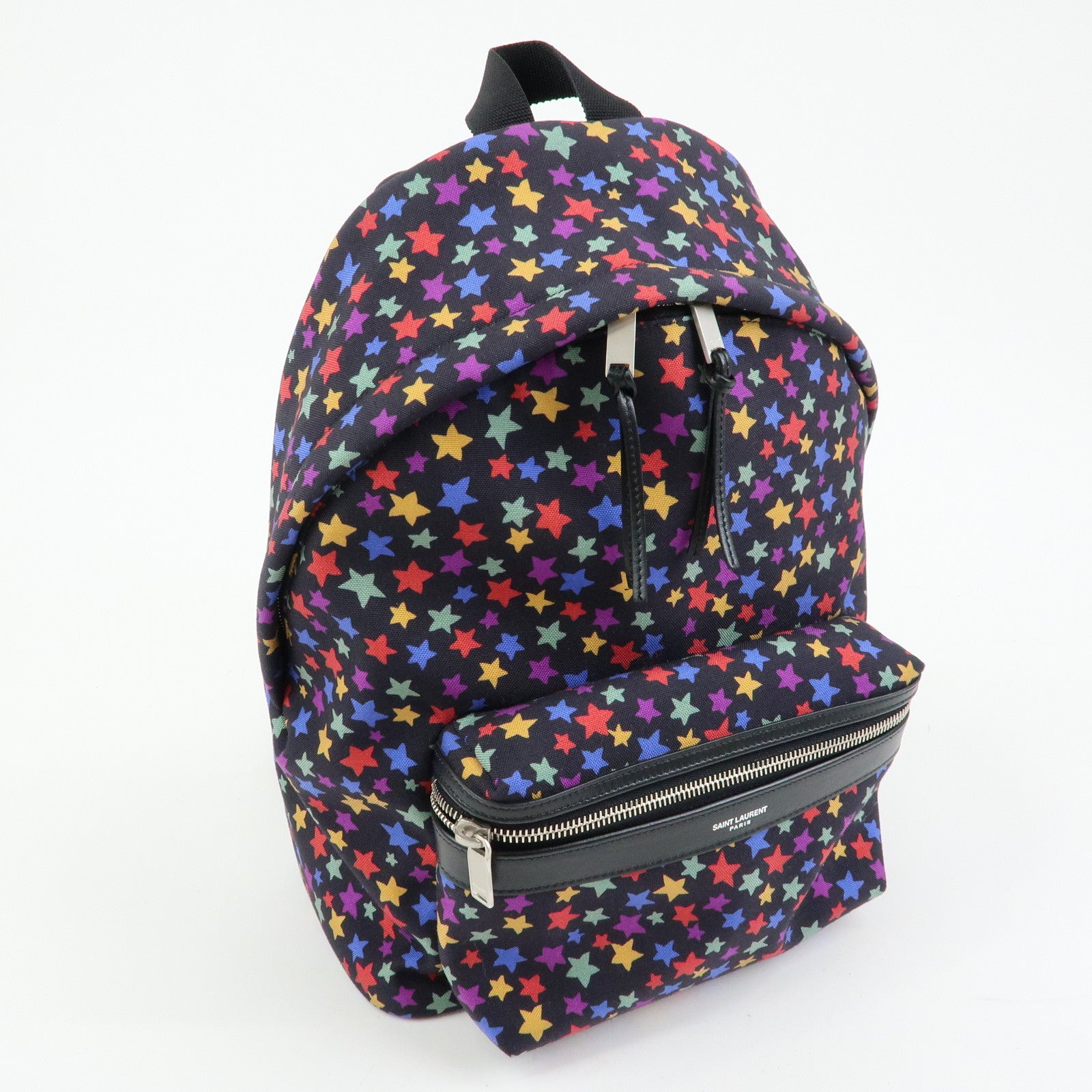 SAINT LAURENT PARIS City Canvas Leather Backpack Star Pattern 508548