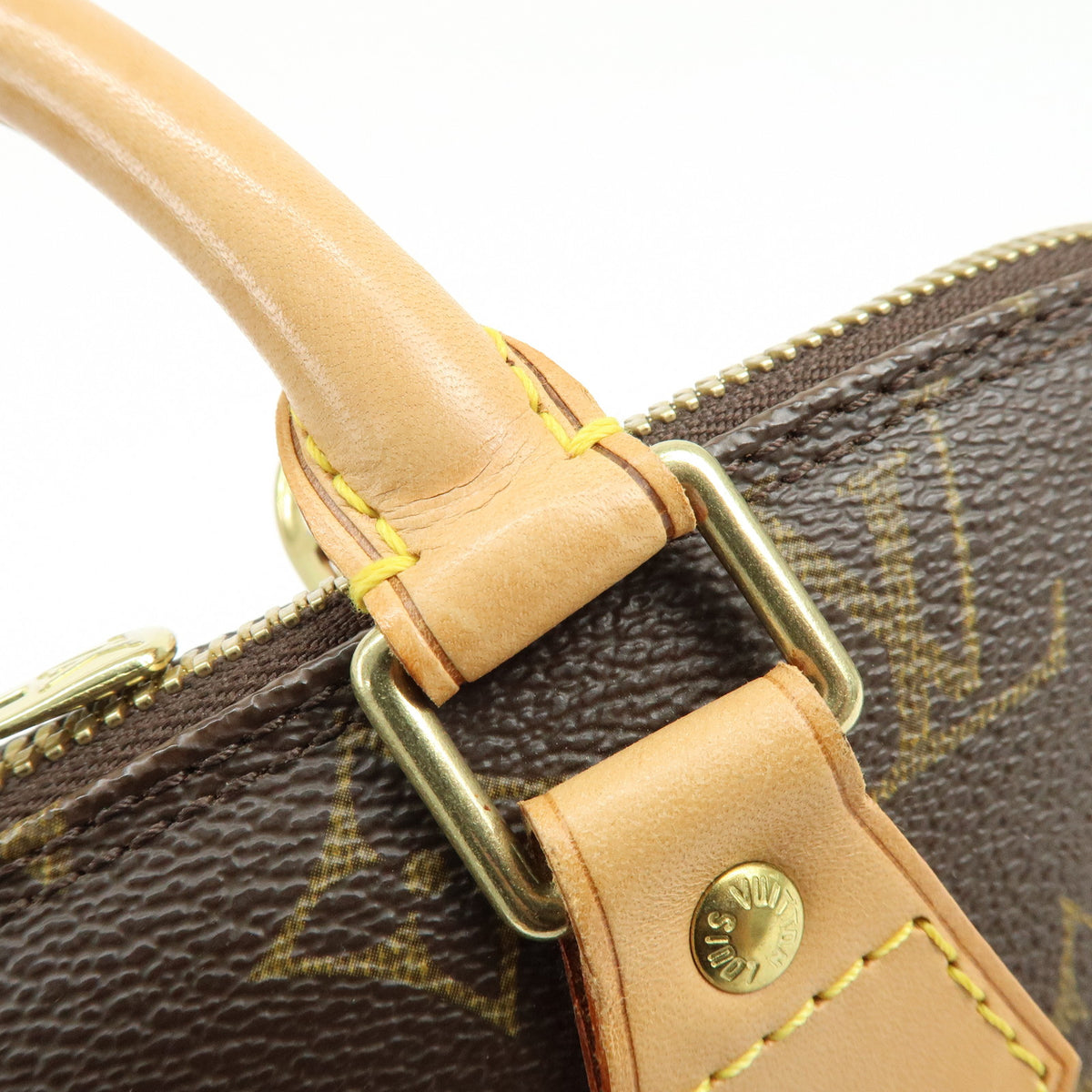 Louis Vuitton Monogram Alma Canvas Leather Hand Bag Brown M51130