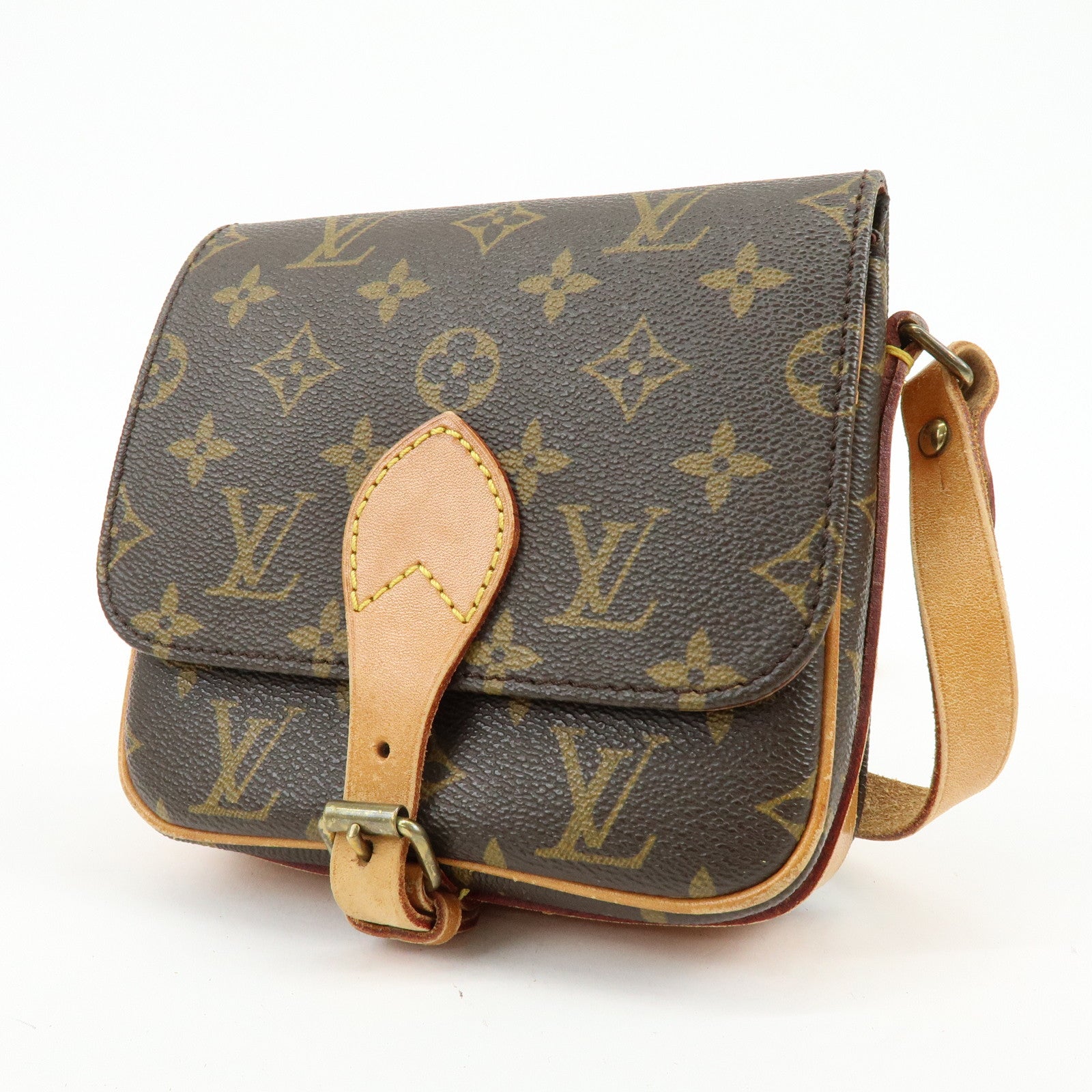 Louis Vuitton Monogram Mini Cartouchiere Shoulder Bag Brown M51254