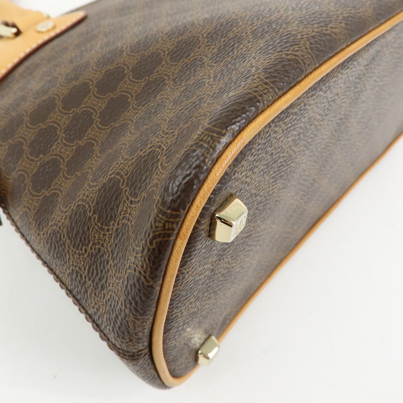 CELINE Macadam PVC Leather 2Way Bag Hand Bag Brown