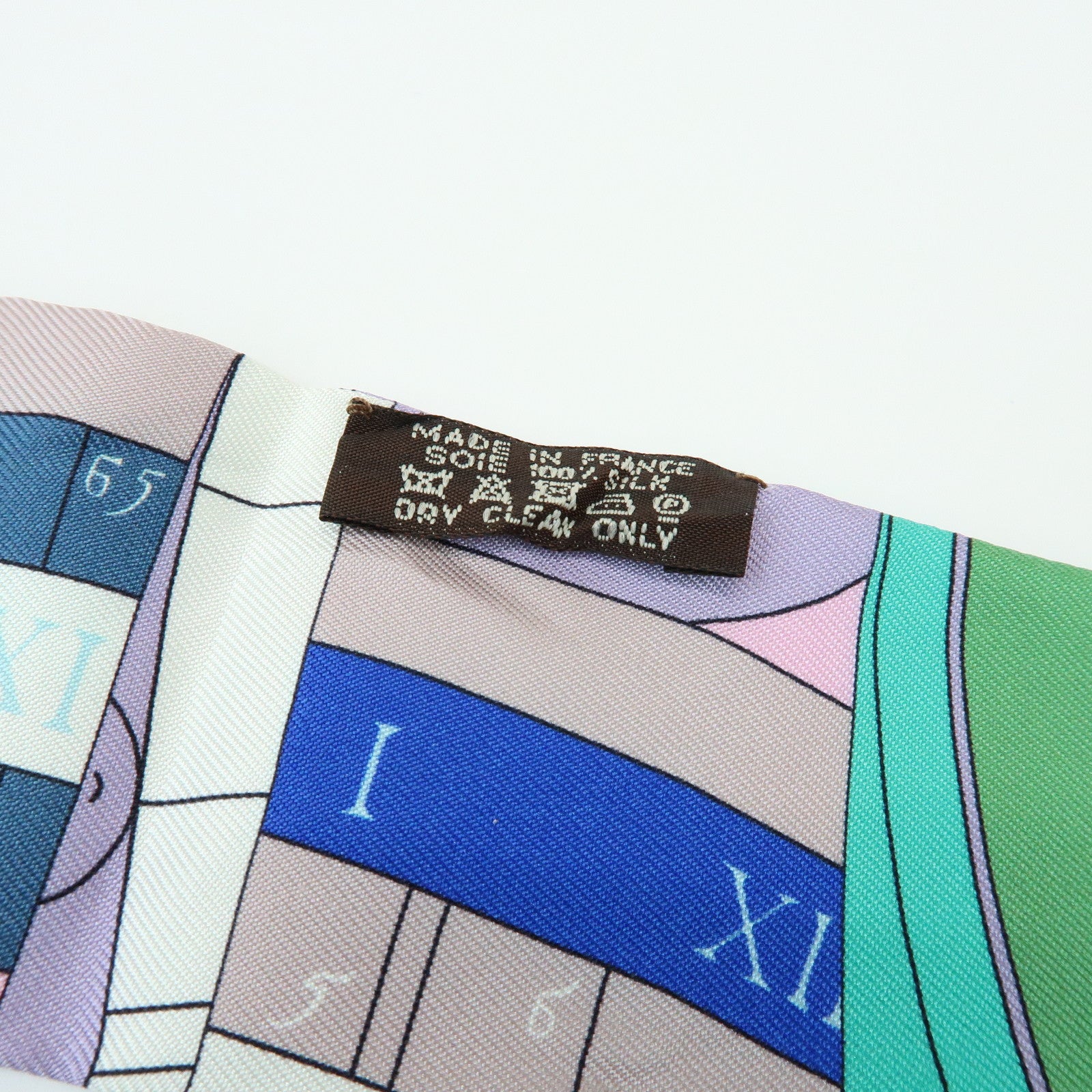 HERMES Twilly Silk 100% Scarf ASTROLOGIE NOUVELLE Green Blue Pink