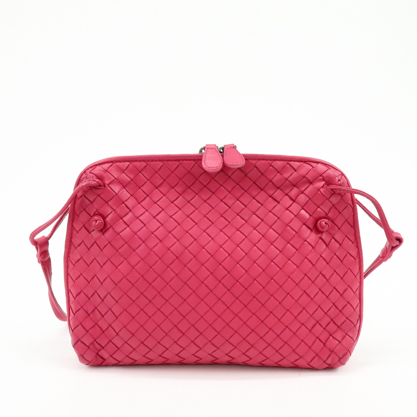 BOTTEGA VENETA Inttrecciato Nodini Leather Shoulder Bag Pink