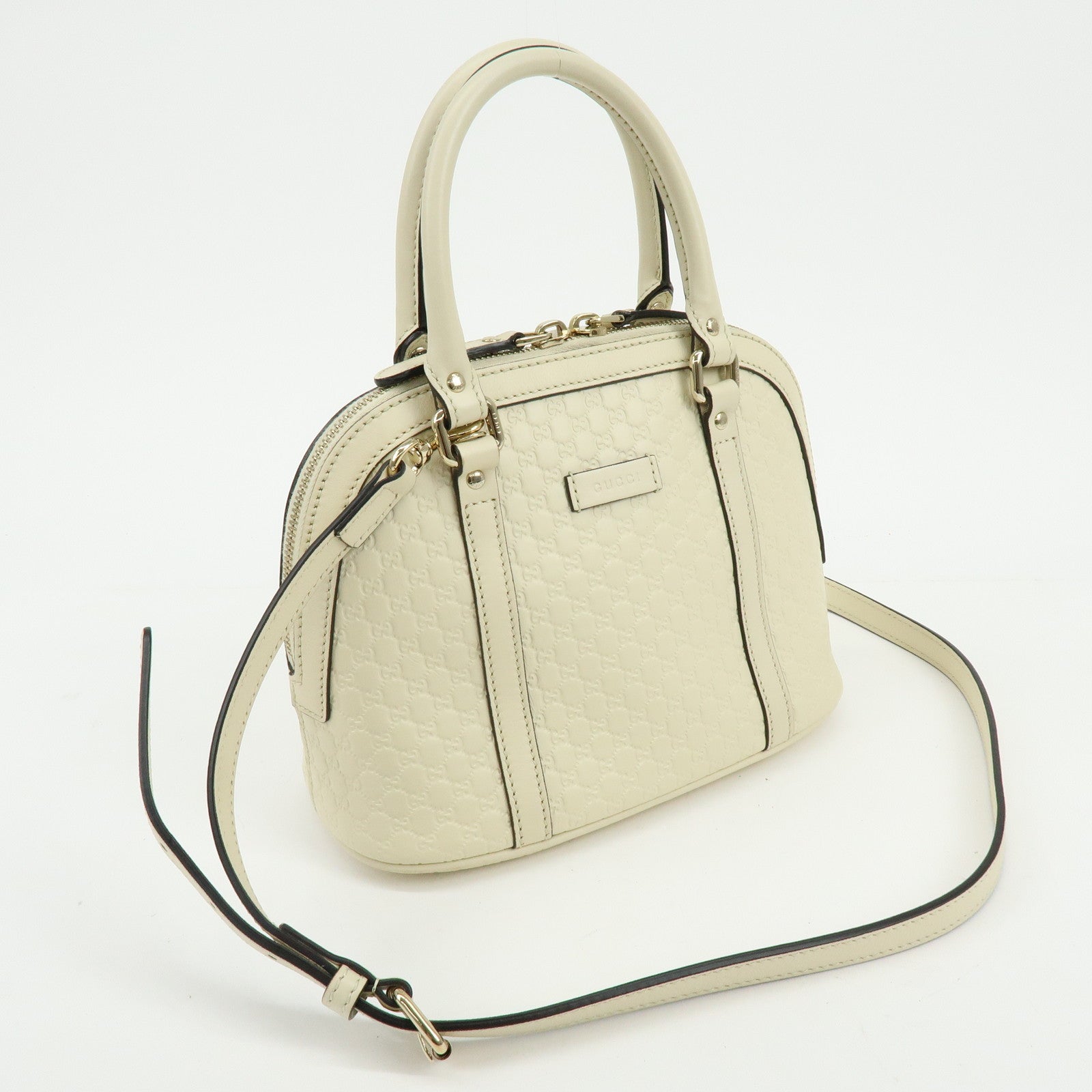 GUCCI Micro Guccissima Leather 2WAY Bag Hand Bag Ivory 449654