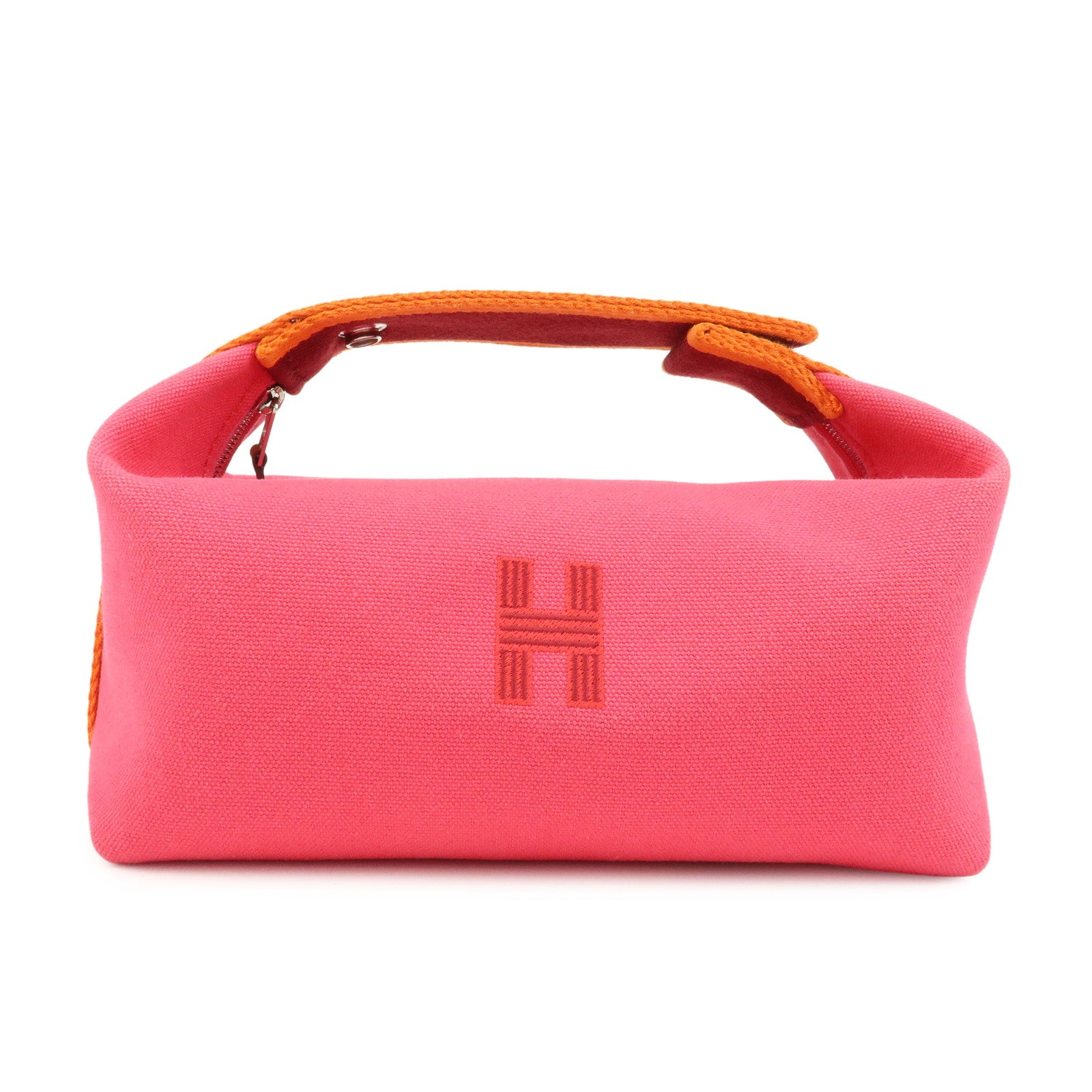 HERMES Bride A Brac PM Canvas Hand Bag Vanity Bag B Stamped Hibiscus