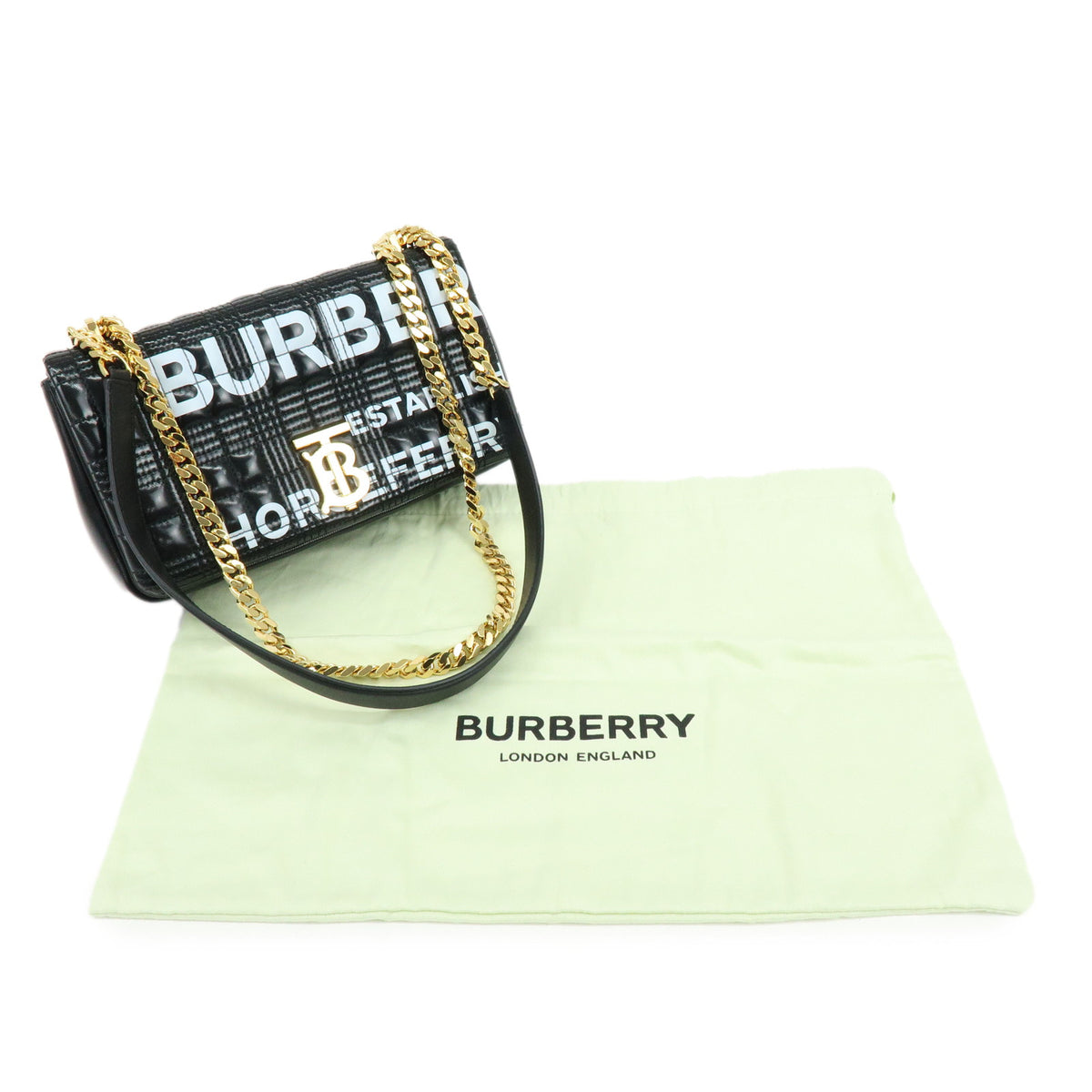 BURBERRY Lola Horseferry Leather Shoulder Bag Hand Bag Black