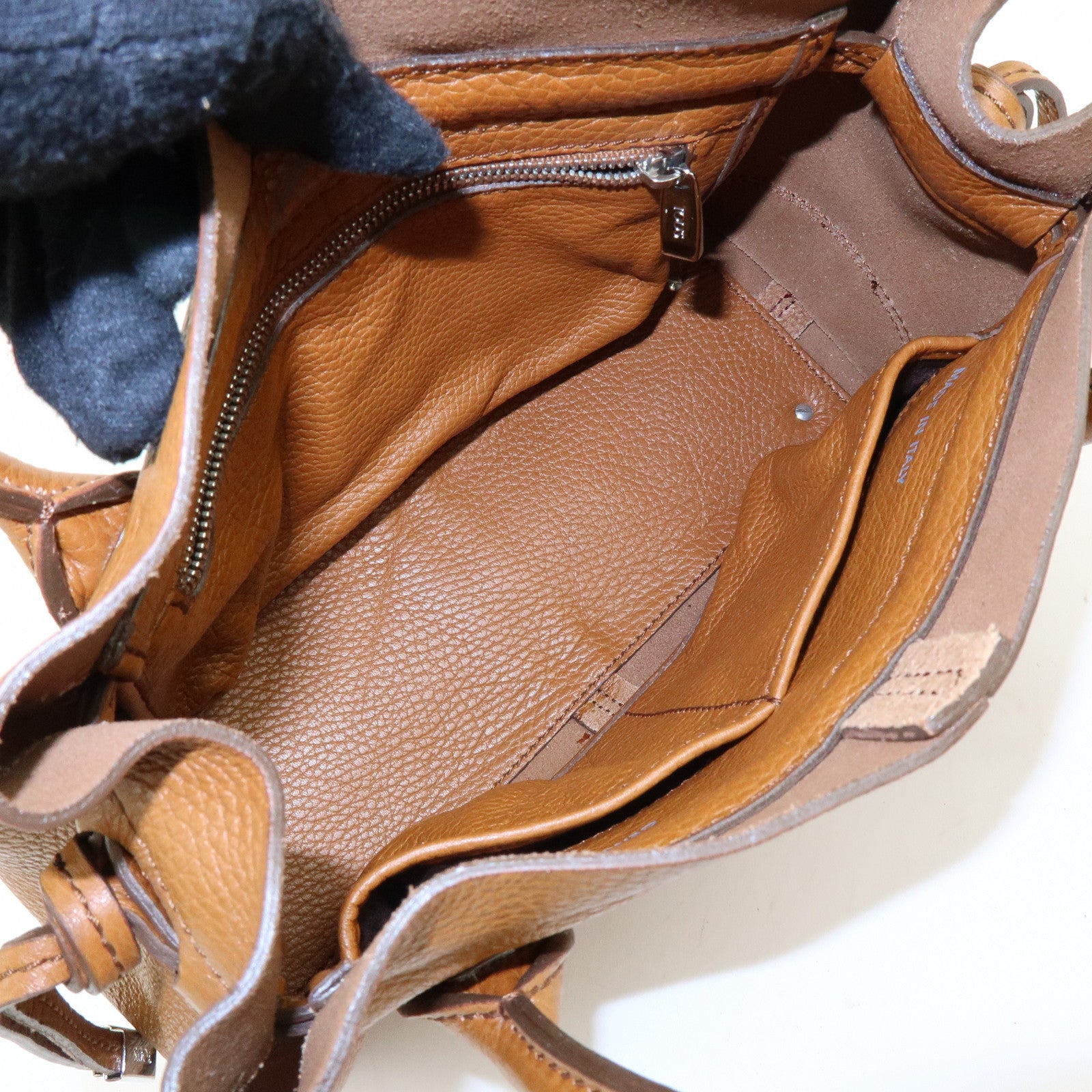 TOD'S Logo Leather Shoulder Bag Hand Bag Tote Bag Camel Brown