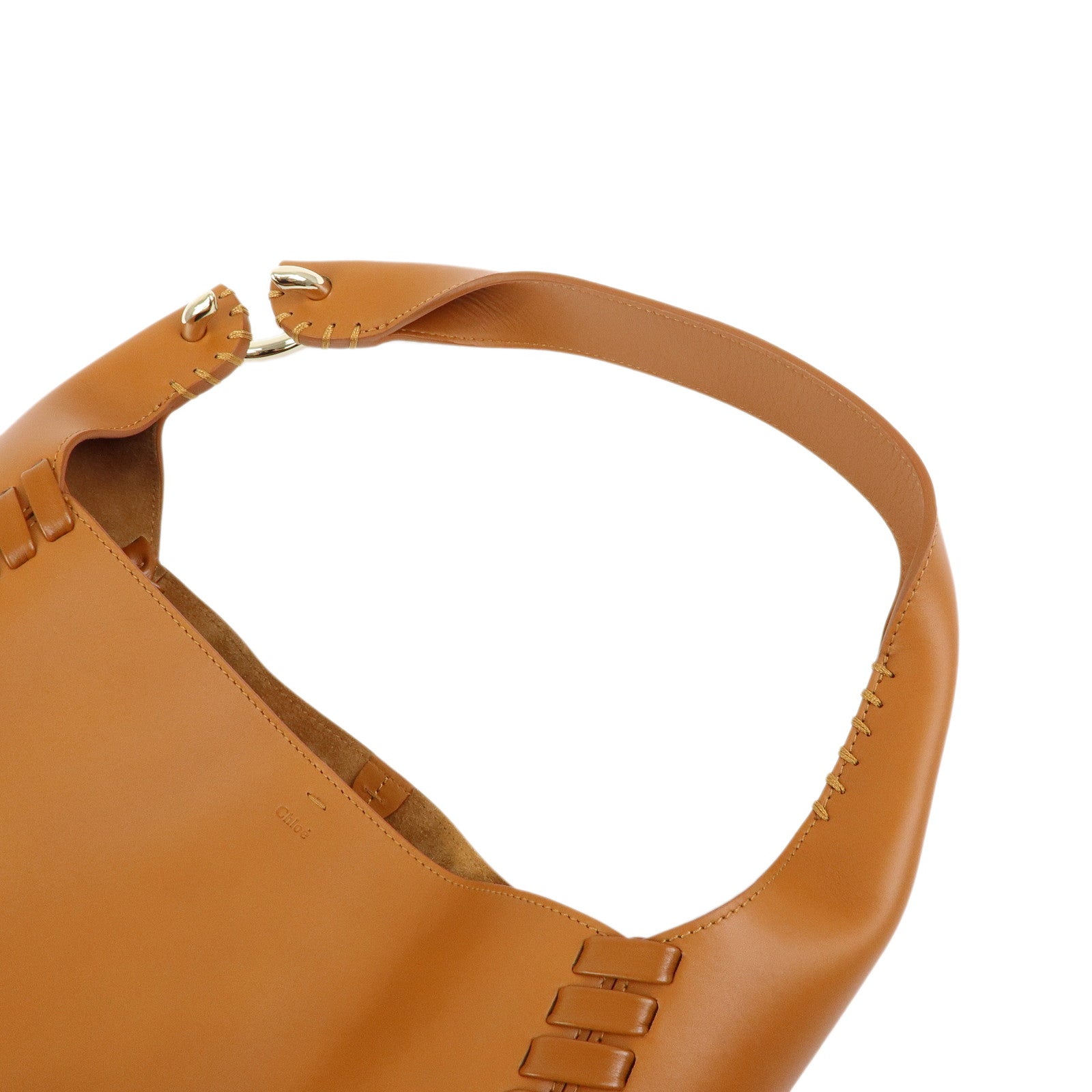 Chloe Logo Mate Leather Shoulder Bag Hand Bag Brown