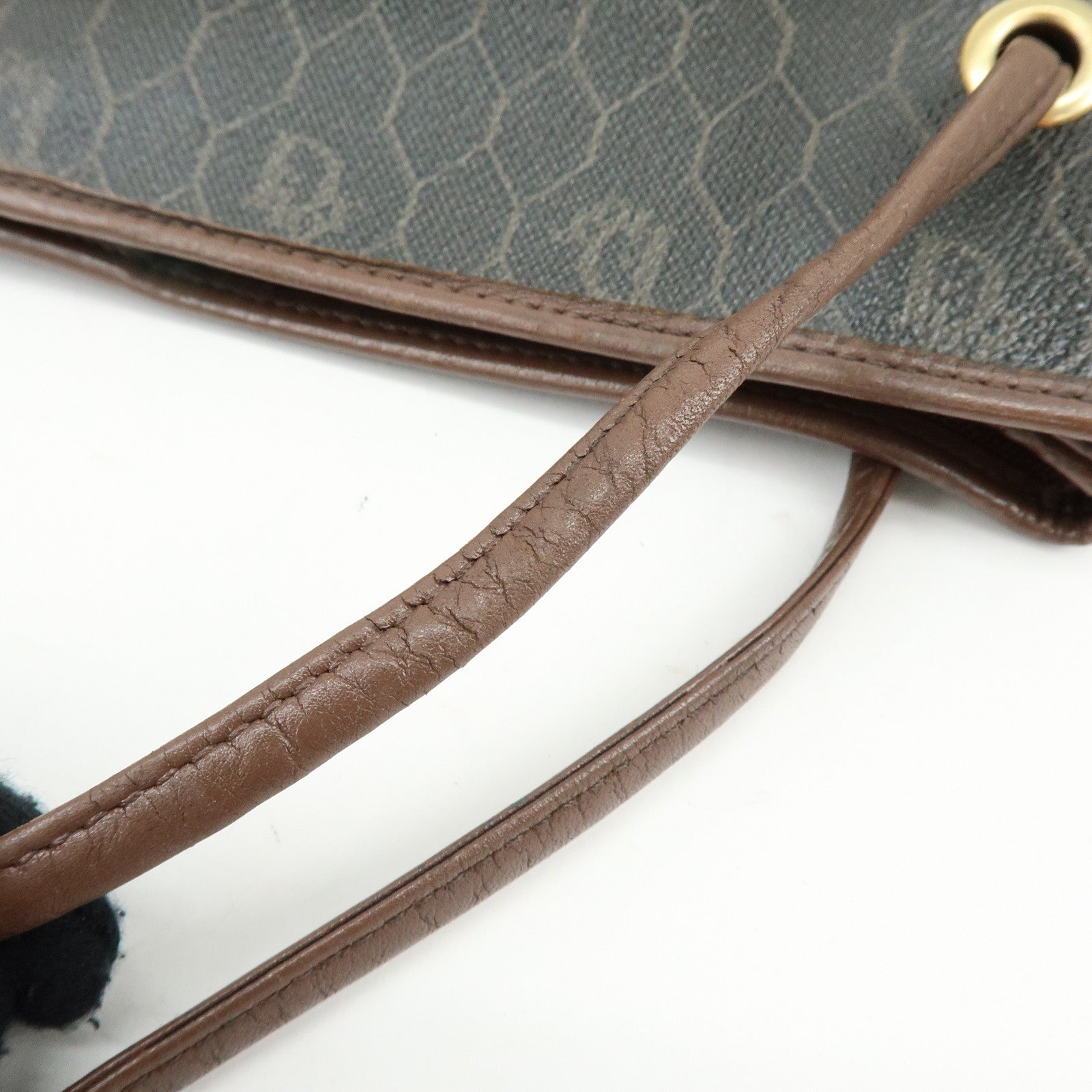 Christian Dior Honeycomb PVC Leather Shoulder Bag Brown Black