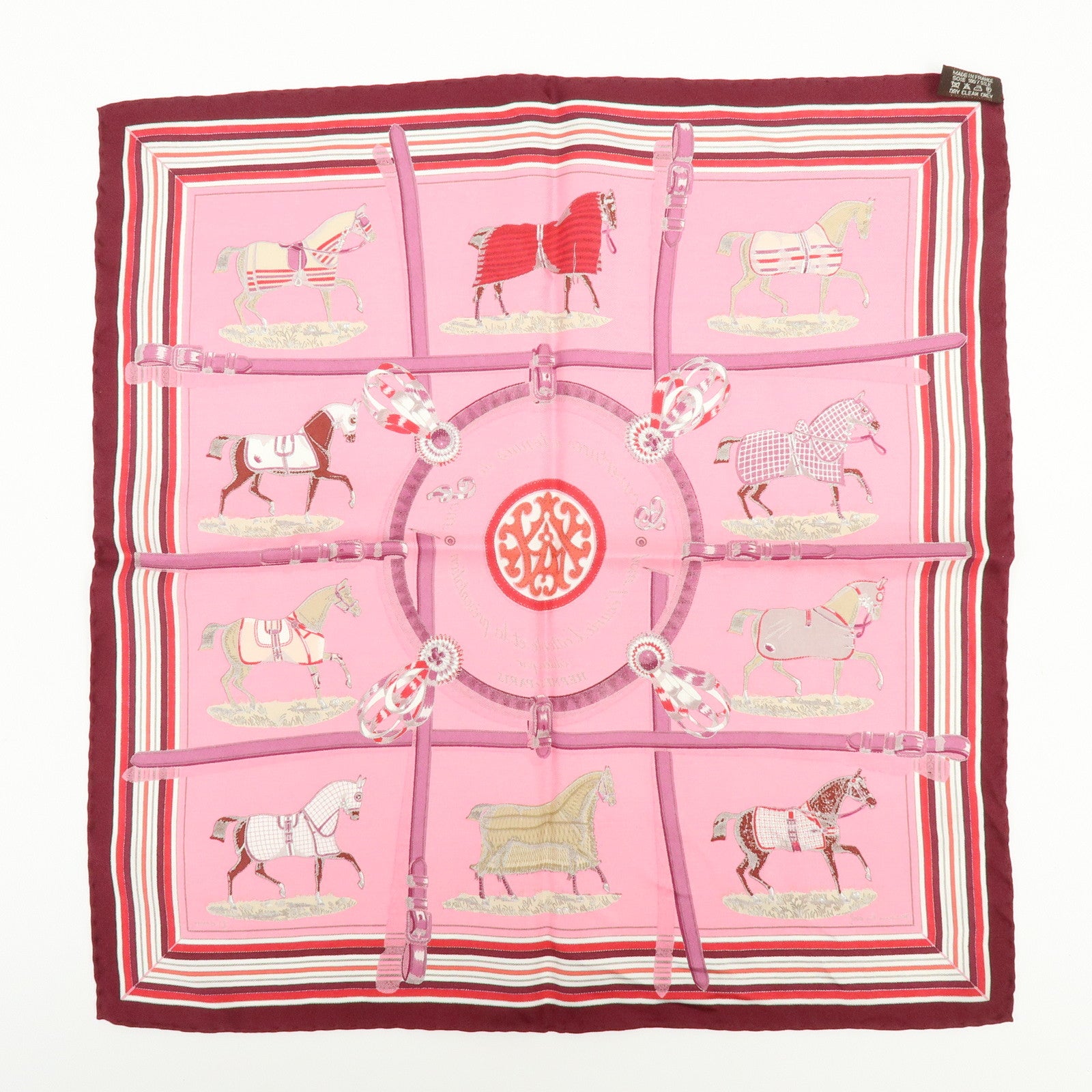 HERMES Carre 42 Lot of 2 Silk 100% Scarf Pink Boudeaux Light Blue