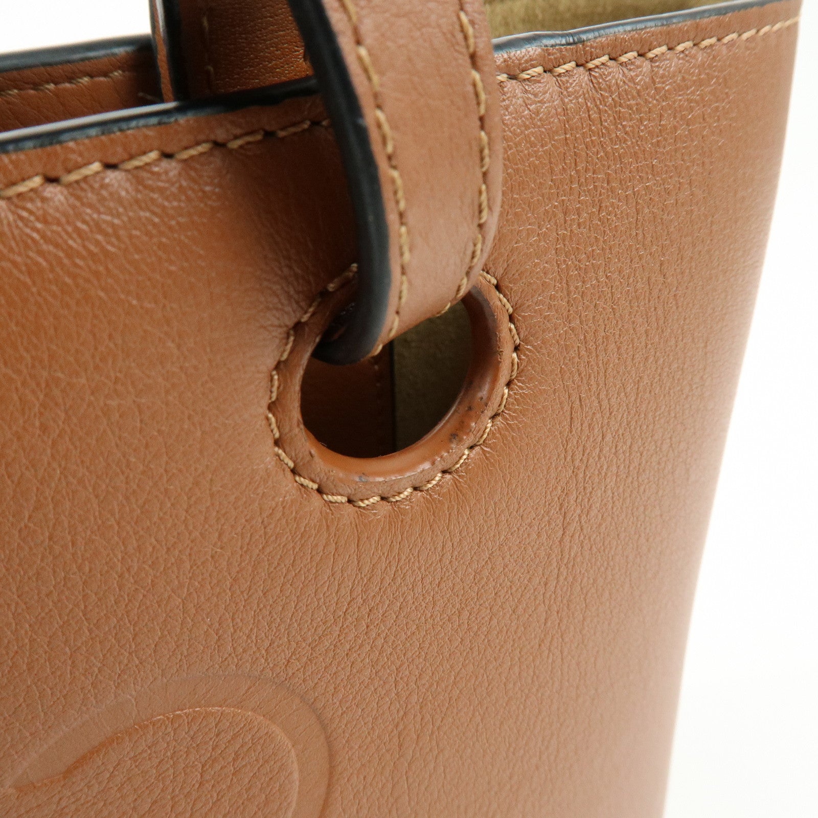 LOEWE Anagram Calf Leather 2Way Bag Hand Bag Shoulder Bag Brown